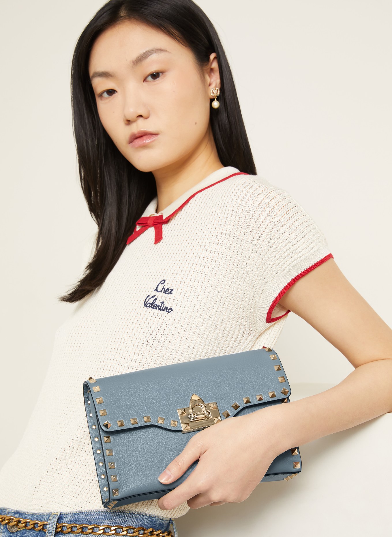 VALENTINO GARAVANI Umhängetasche ROCKSTUD SMALL: HELLBLAU