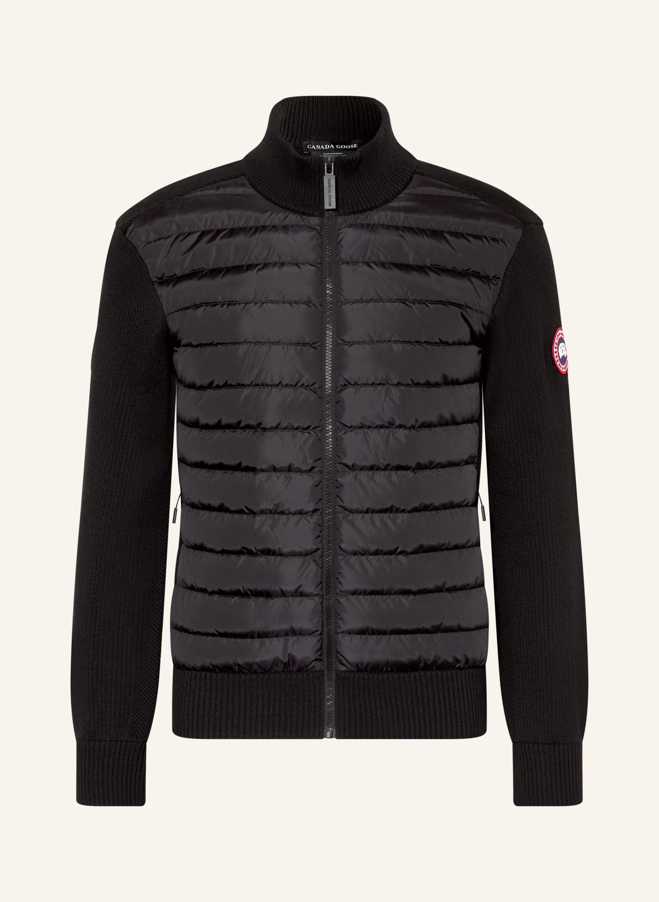 CANADA GOOSE Gebreid vest HYBRDIGE in een mix van materialen: ZWART