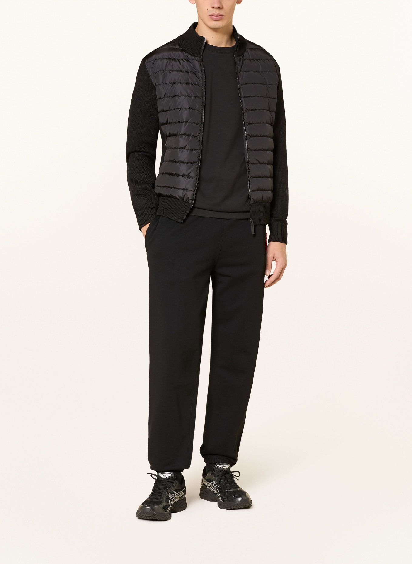 CANADA GOOSE Gebreid vest HYBRDIGE in een mix van materialen: ZWART