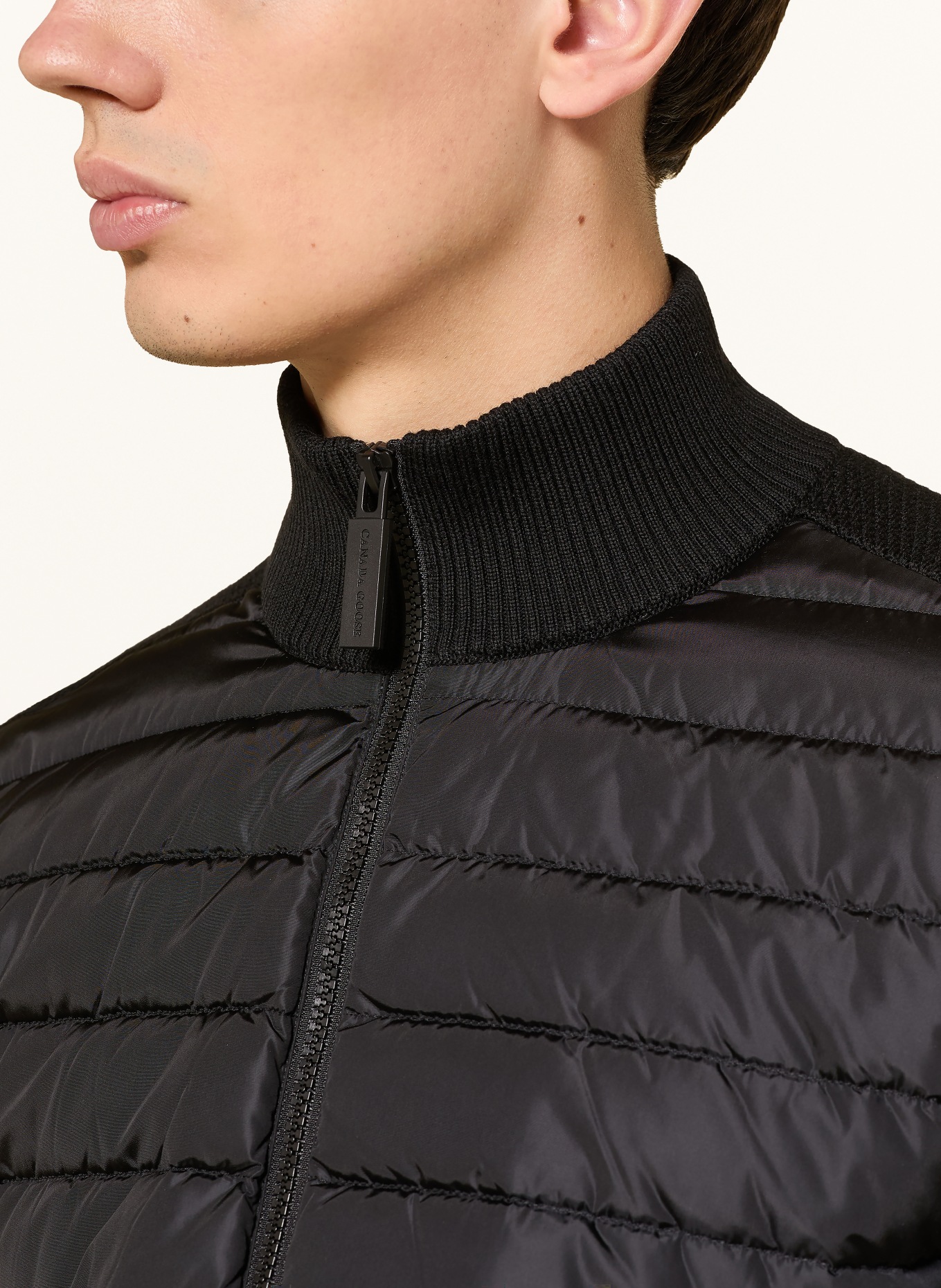 CANADA GOOSE Gebreid vest HYBRDIGE in een mix van materialen: ZWART