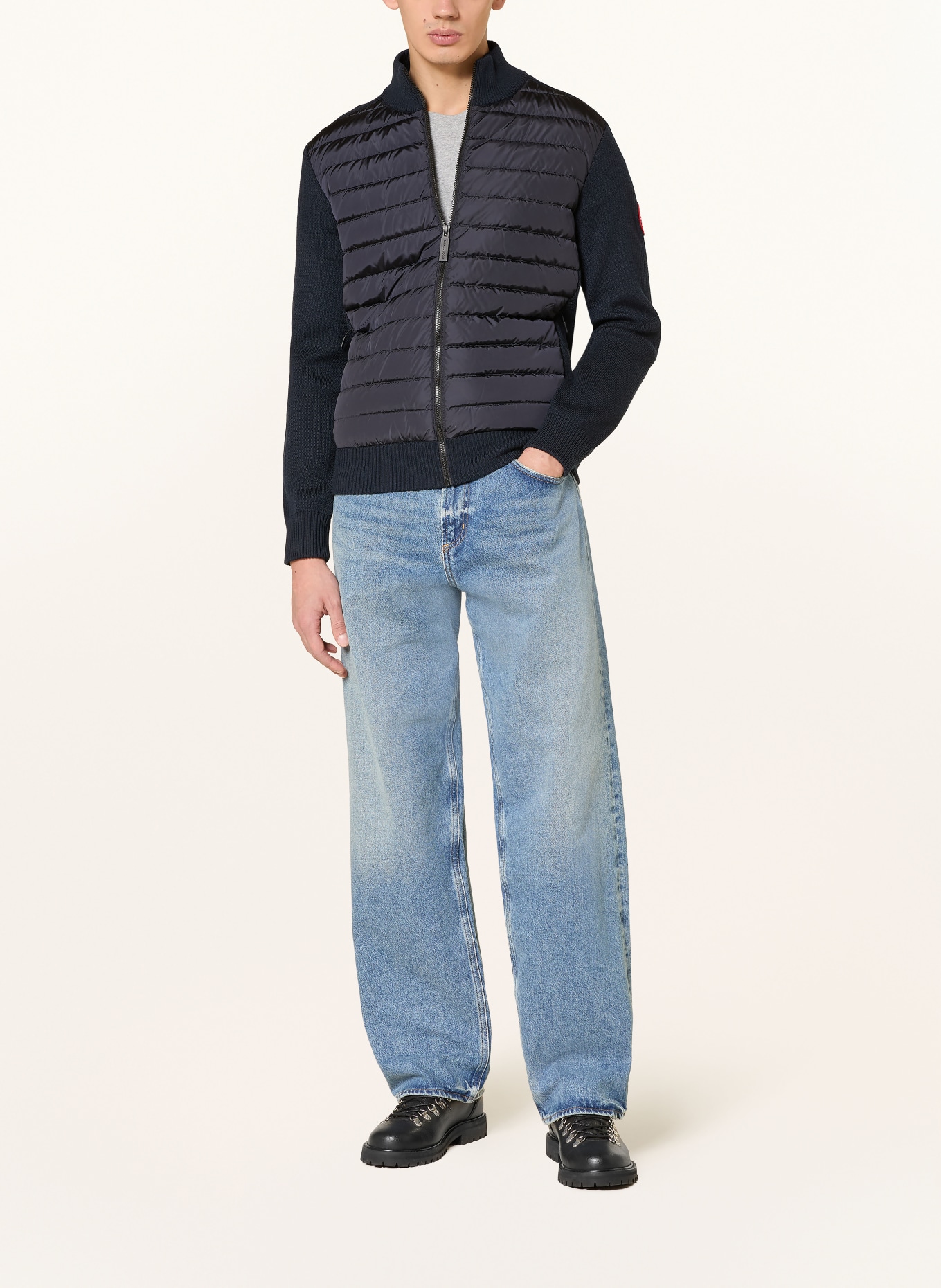 CANADA GOOSE Kardigan HYBRDIGE z mieszanki materiałów: GRANATOWY