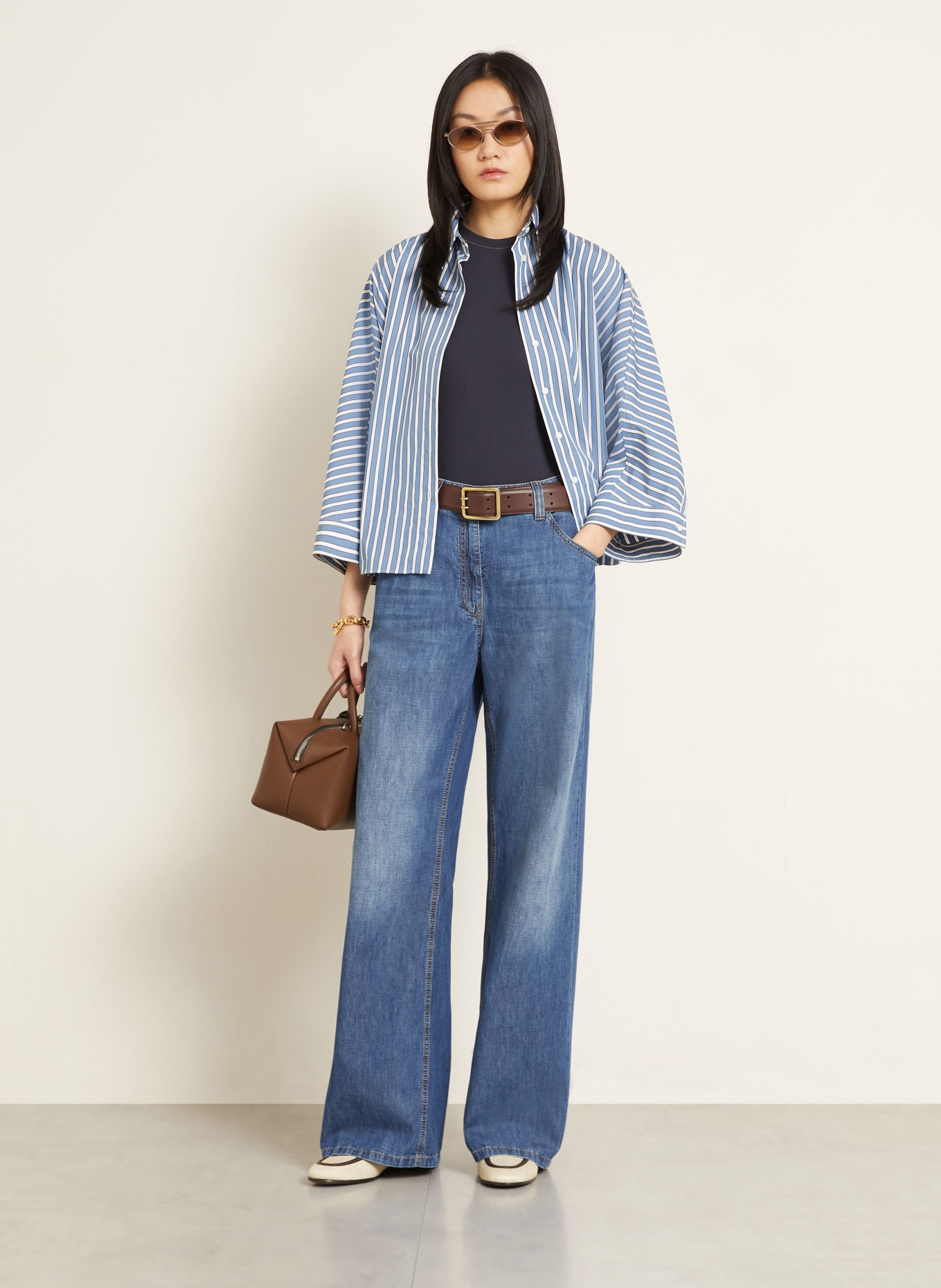 BRUNELLO CUCINELLI Dzianinowa bluzka z koralikami: GRANATOWY