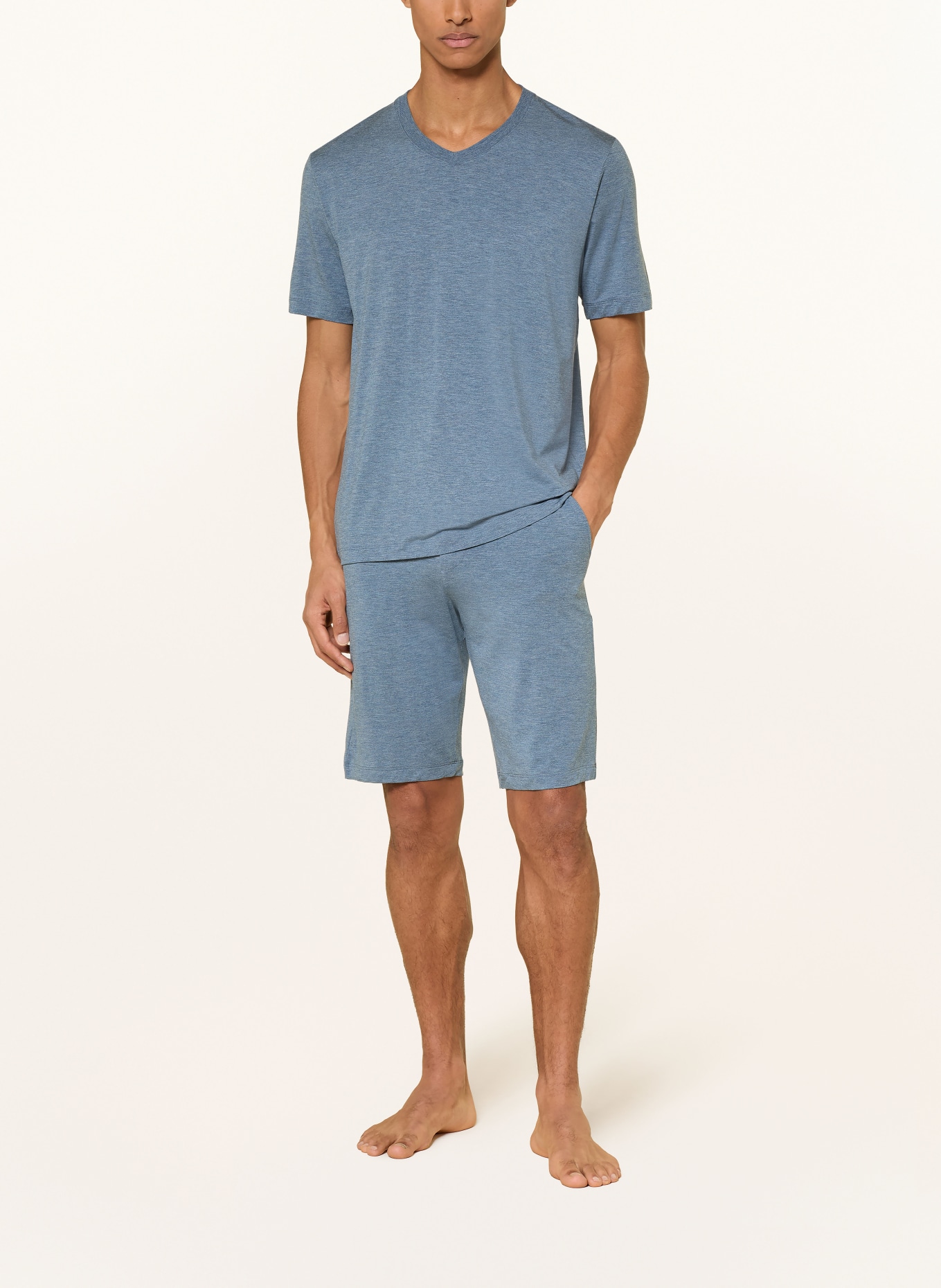 HANRO V-shirt CASUALS: BLAUW