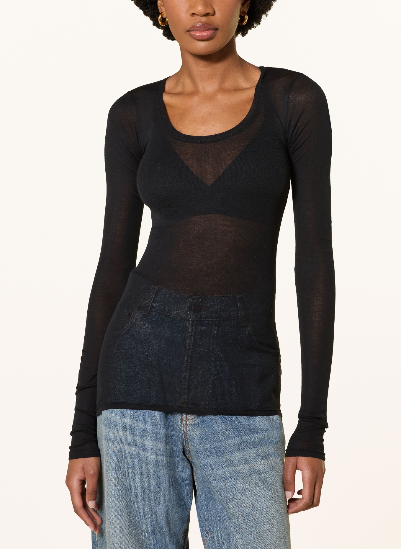 American Vintage Koszulka z długim rękawem MASSACHUSETTS: CZARNY