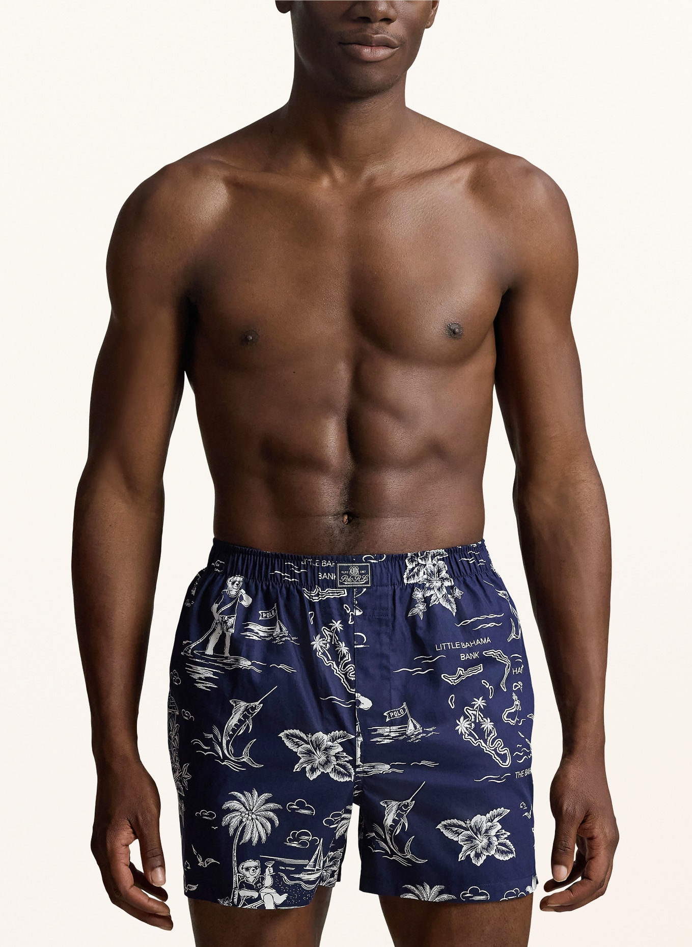 POLO RALPH LAUREN 3-pack woven boxer shorts: DARK BLUE / WHITE