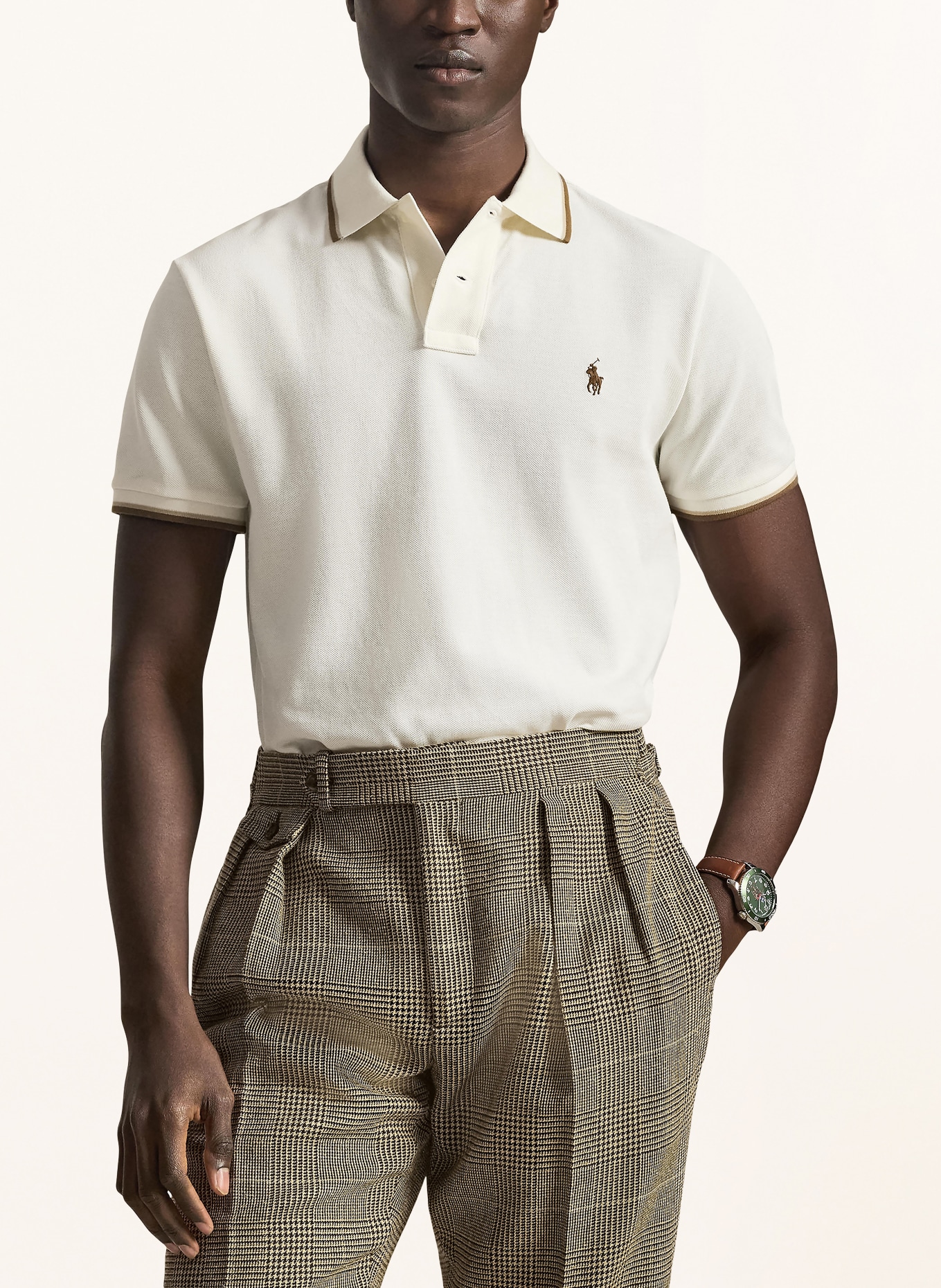 POLO RALPH LAUREN Piqué-Poloshirt Custom Slim Fit: CREME