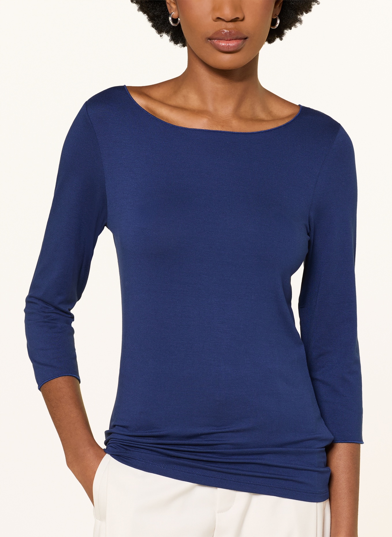 MAJESTIC FILATURES Shirt with 3/4 sleeves: DARK BLUE