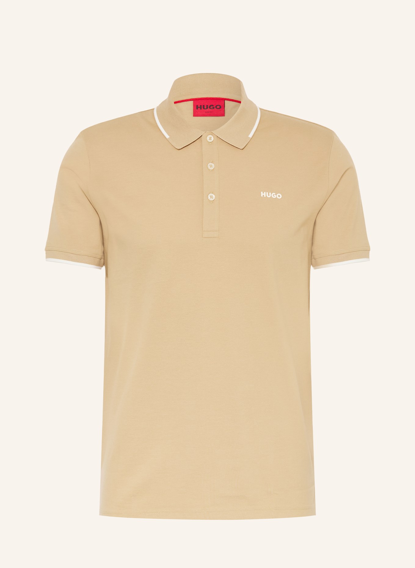 HUGO Koszulka polo z dżerseju DINOSO slim fit: CAMELOWY