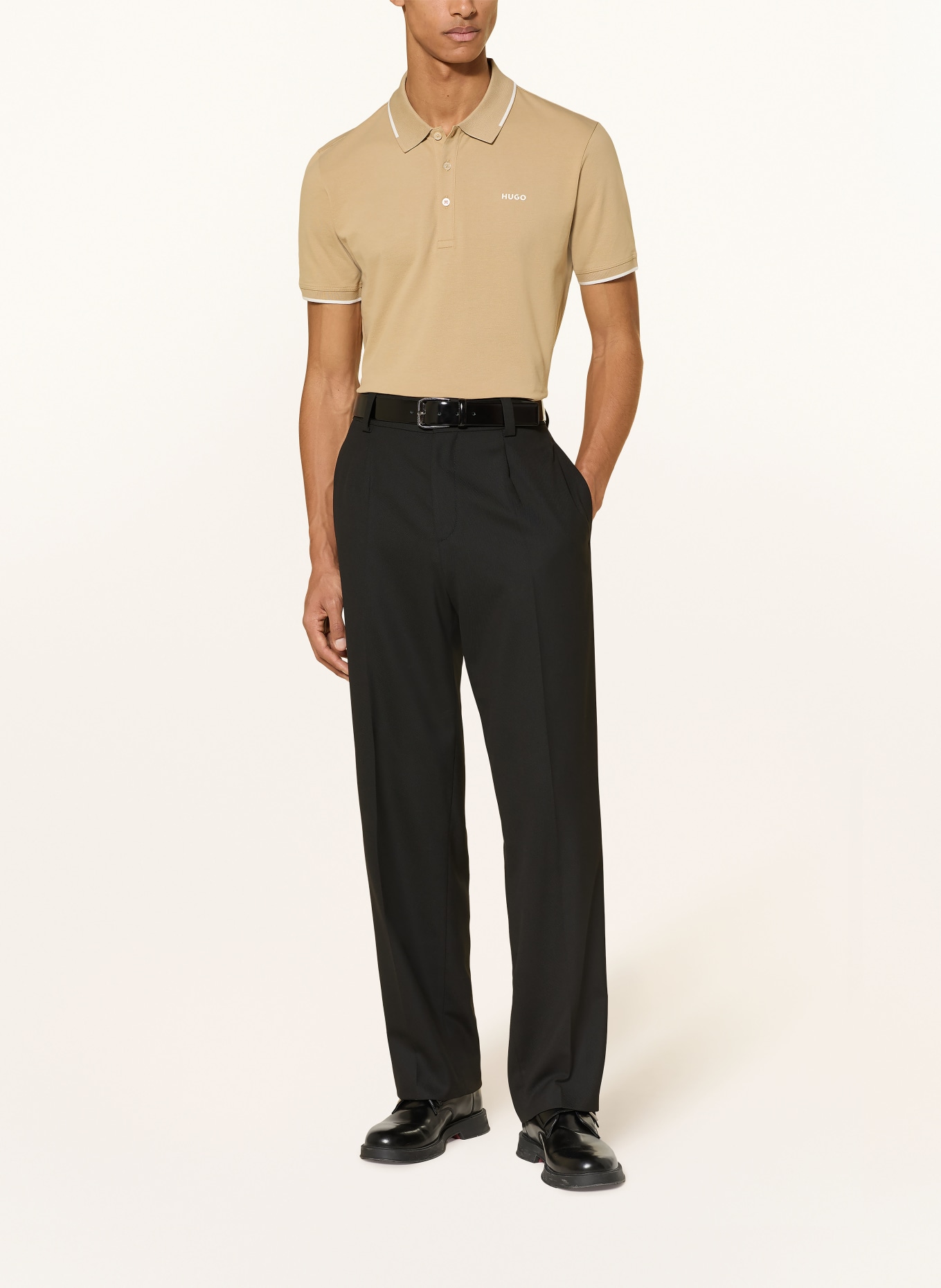 HUGO Koszulka polo z dżerseju DINOSO slim fit: CAMELOWY