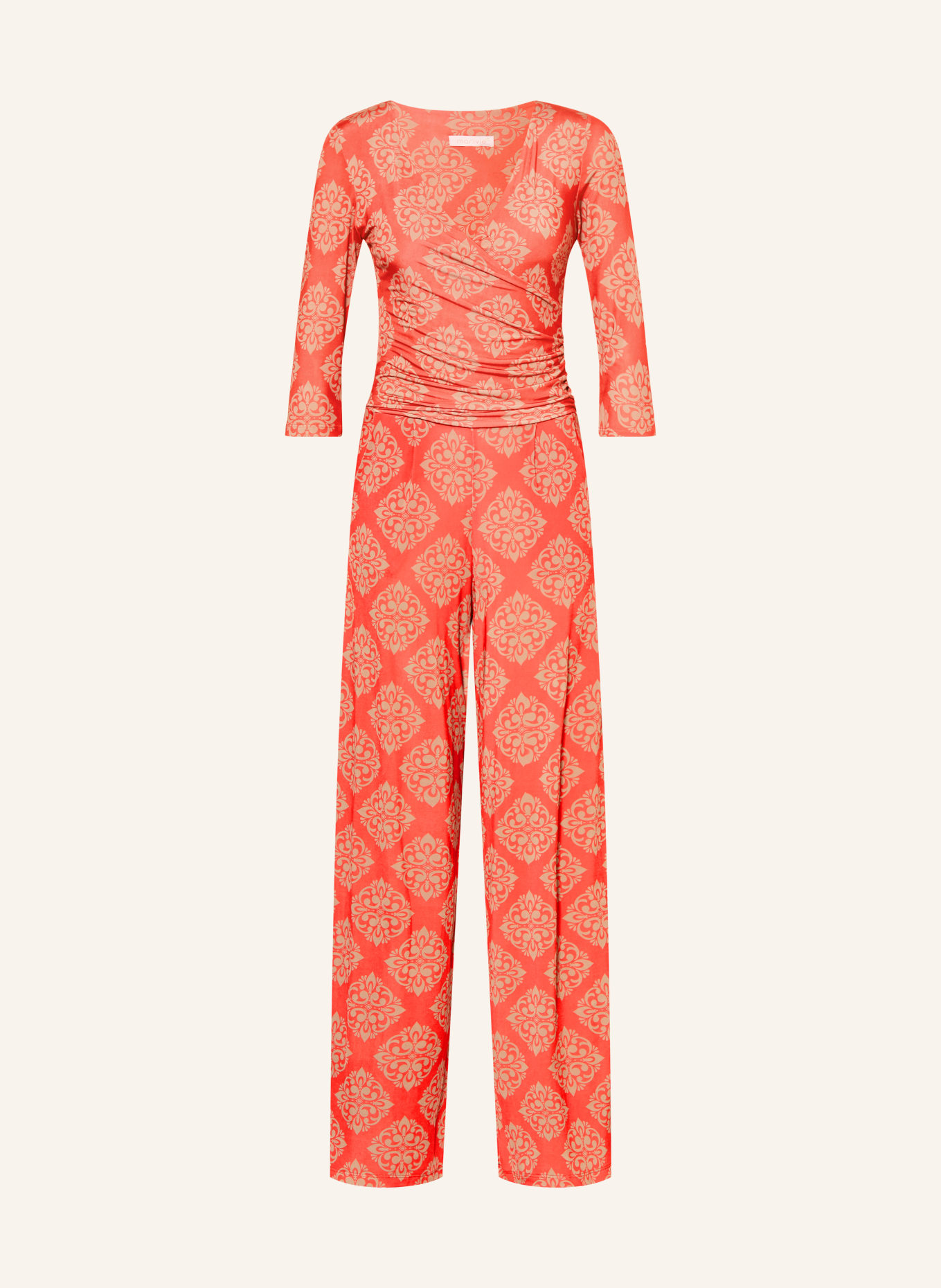 marivie Kombinezon z dżerseju JUMP IN! z rękawami 3/4: CZERWONY / BEŻOWY