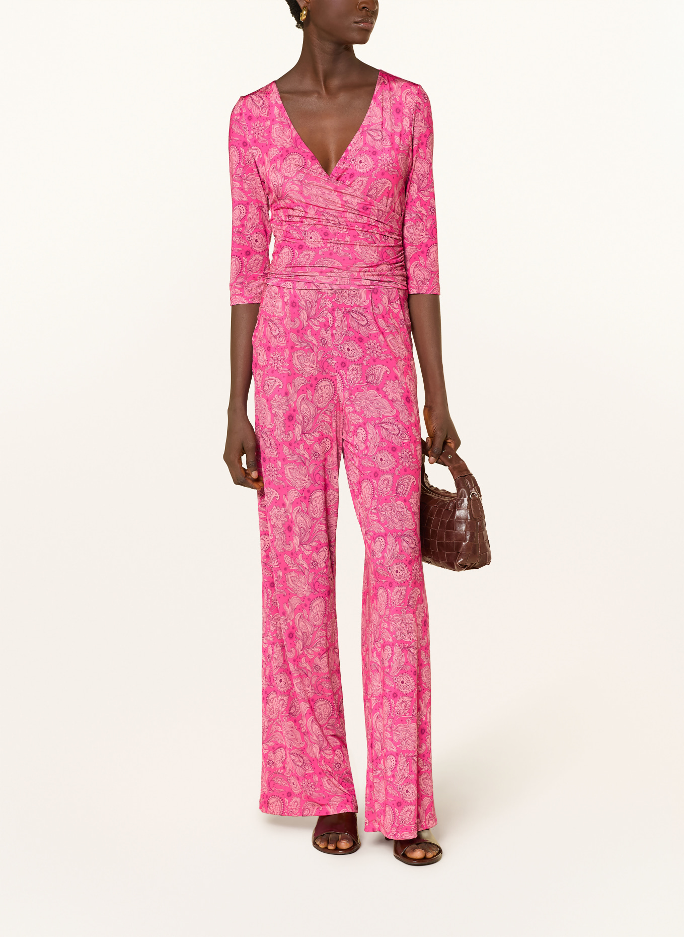 marivie Jersey jumpsuit JUMP IN! with 3/4 sleeves: PINK / LIGHT PINK