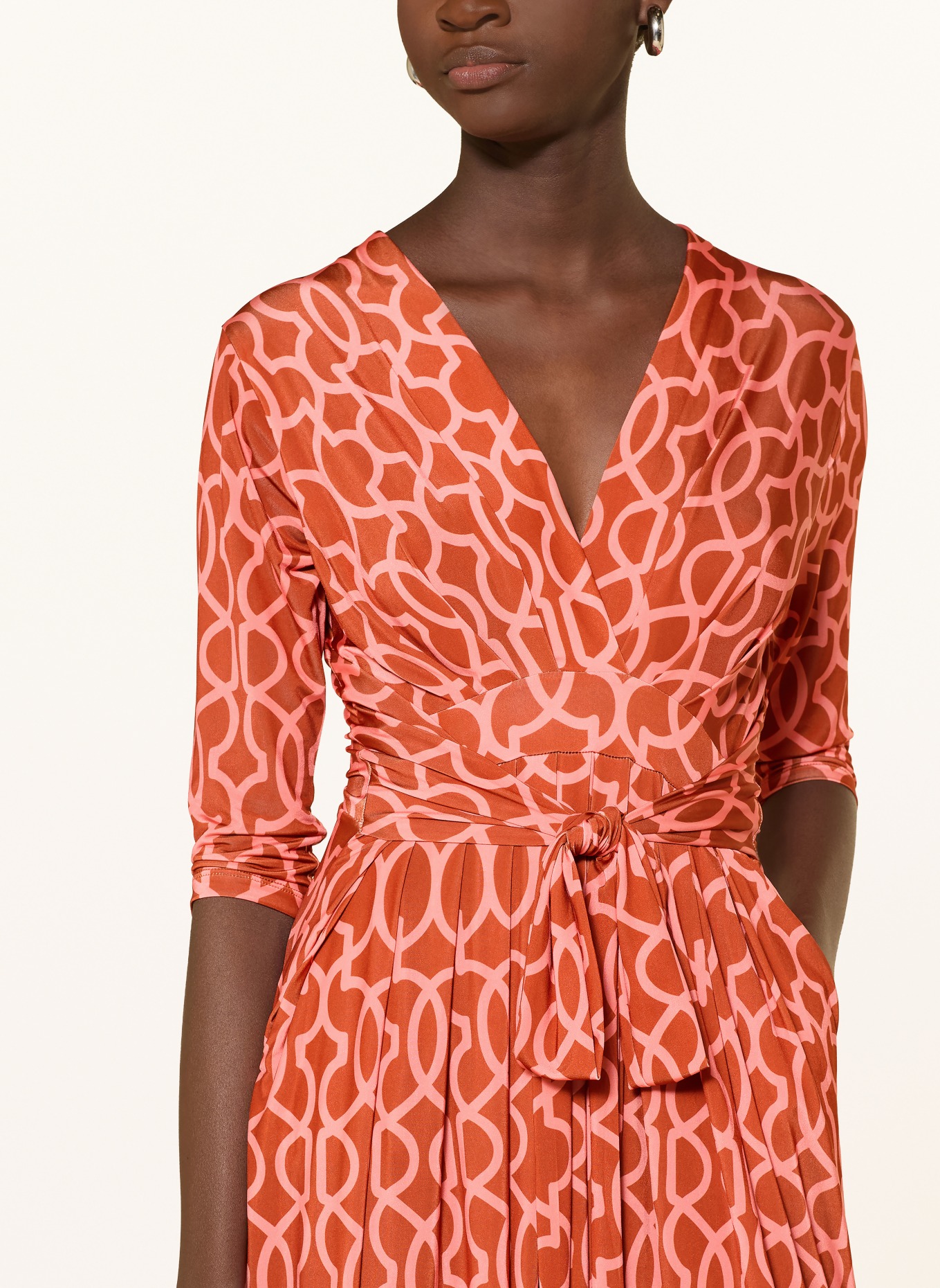 marivie Jersey dress OH, BEAUTY! with 3/4 sleeves: RED / SALMON