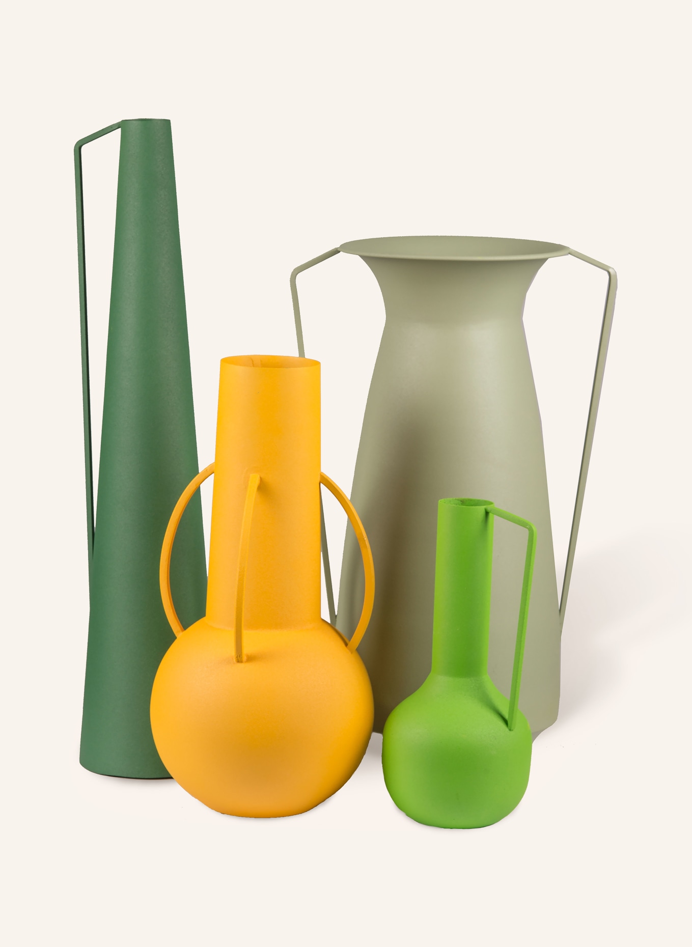 POLSPOTTEN Set van 4 vazen ROMAN: GROEN / GEEL / DONKERGROEN