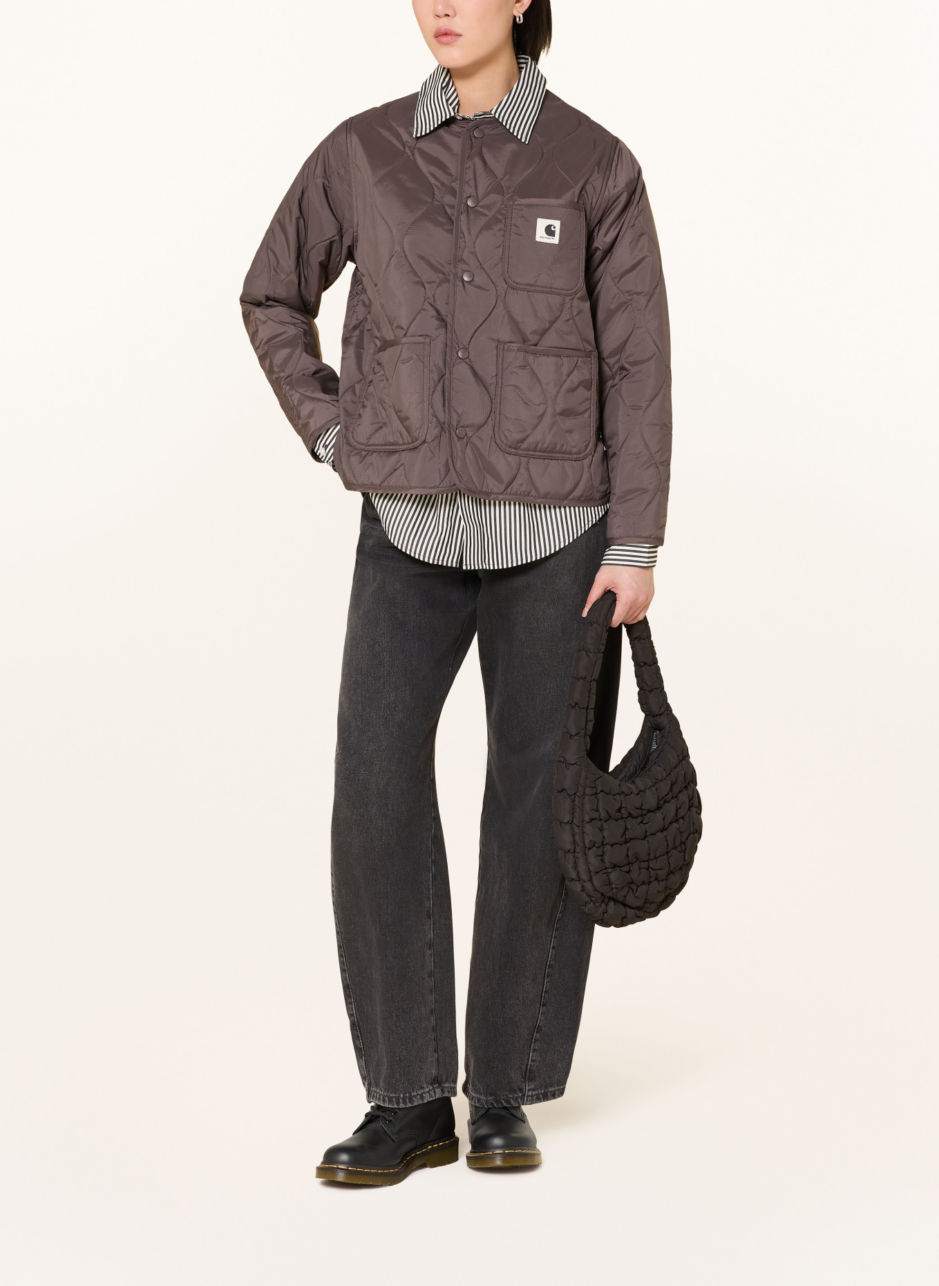 carhartt WIP Bunda: ČERNOŠEDÁ