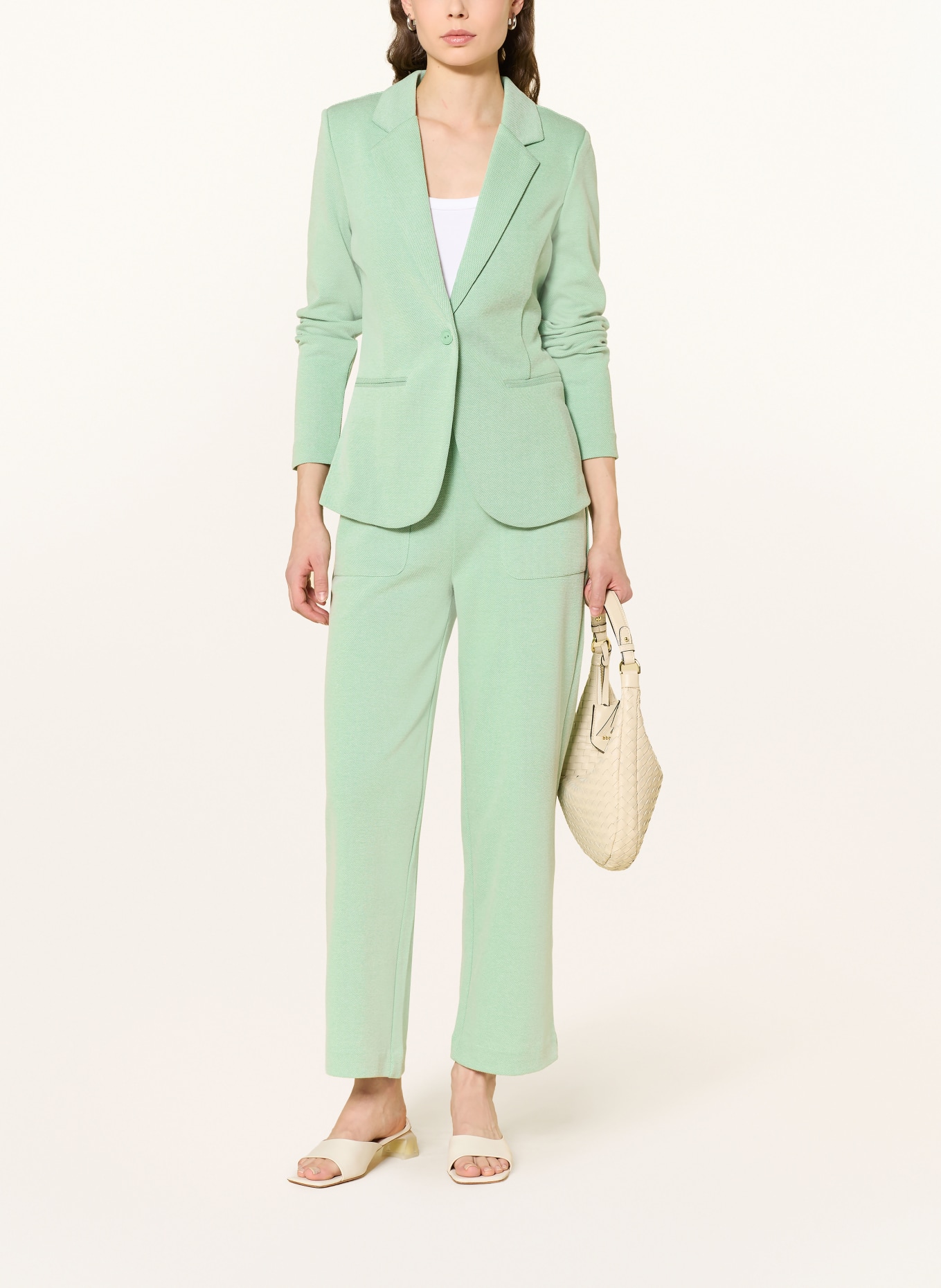 ICHI Piqué-Blazer IHKATE: HELLGRÜN / WEISS