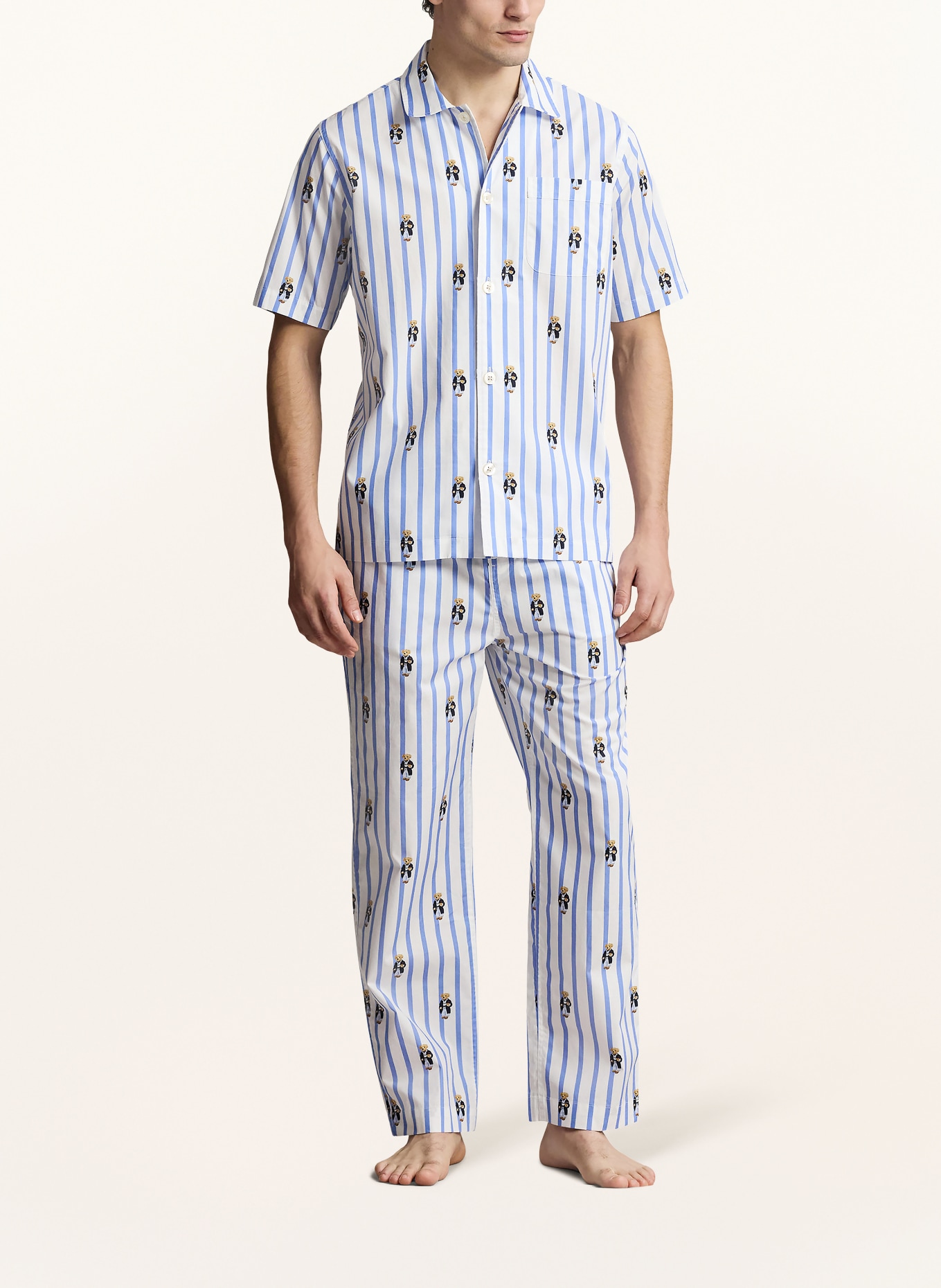 POLO RALPH LAUREN pantalon de pyjama: BLANC / BLEU