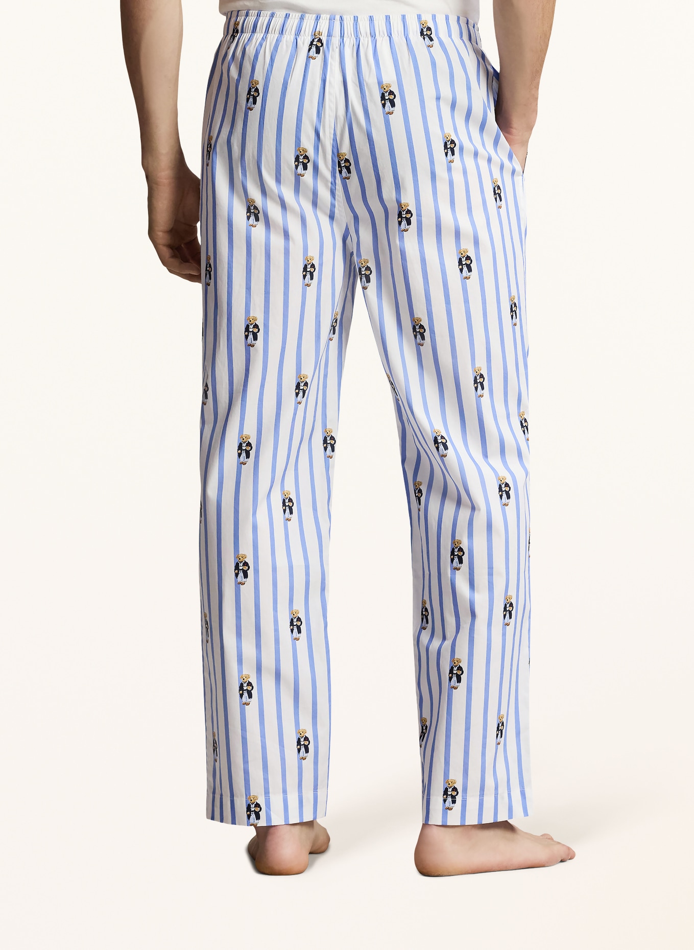 POLO RALPH LAUREN pantalon de pyjama: BLANC / BLEU