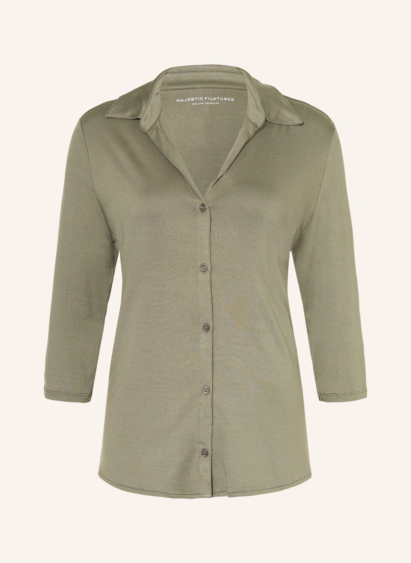 MAJESTIC FILATURES Chemise courte à manches 3/4: OLIVE