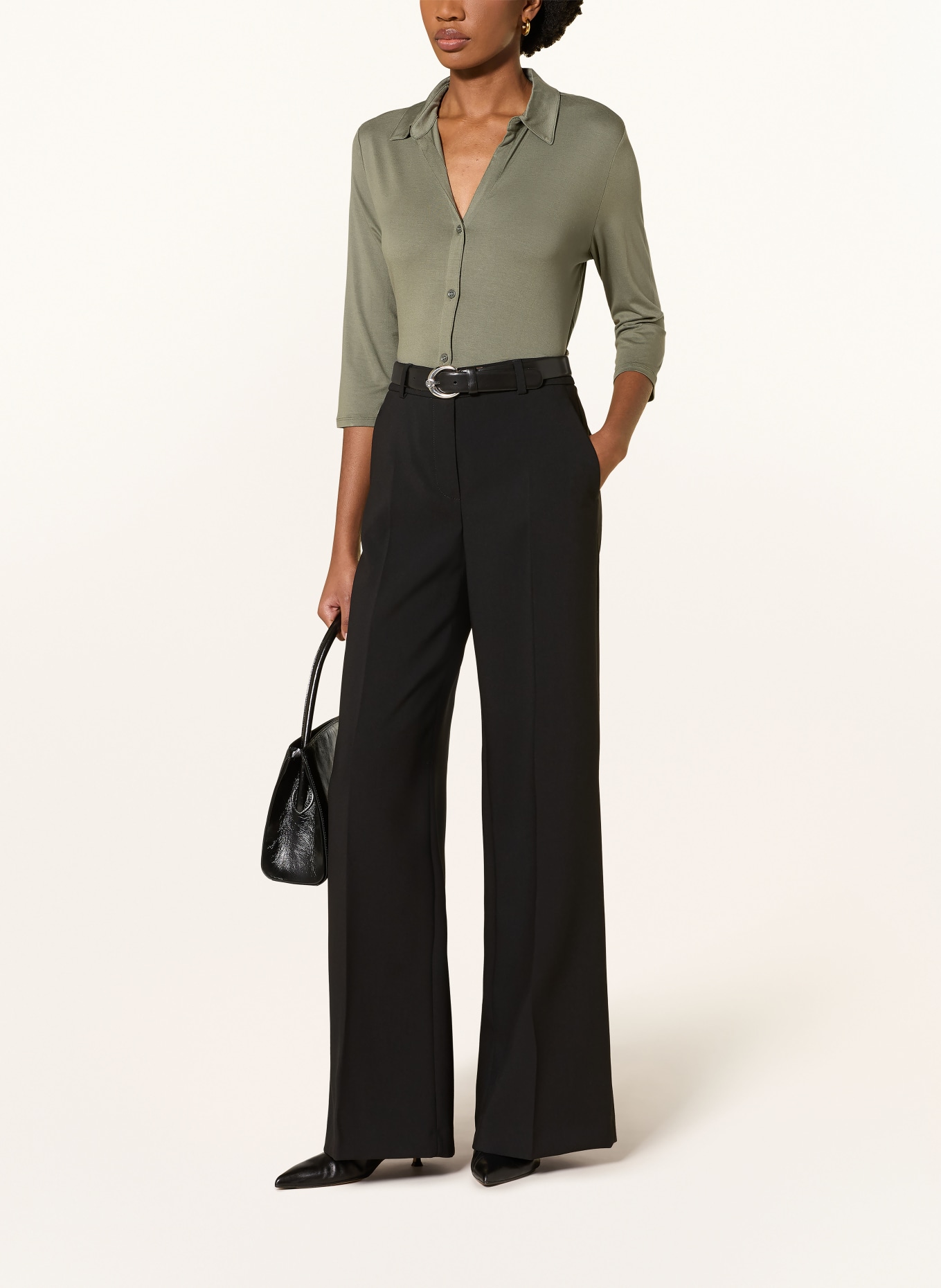 MAJESTIC FILATURES Chemise courte à manches 3/4: OLIVE