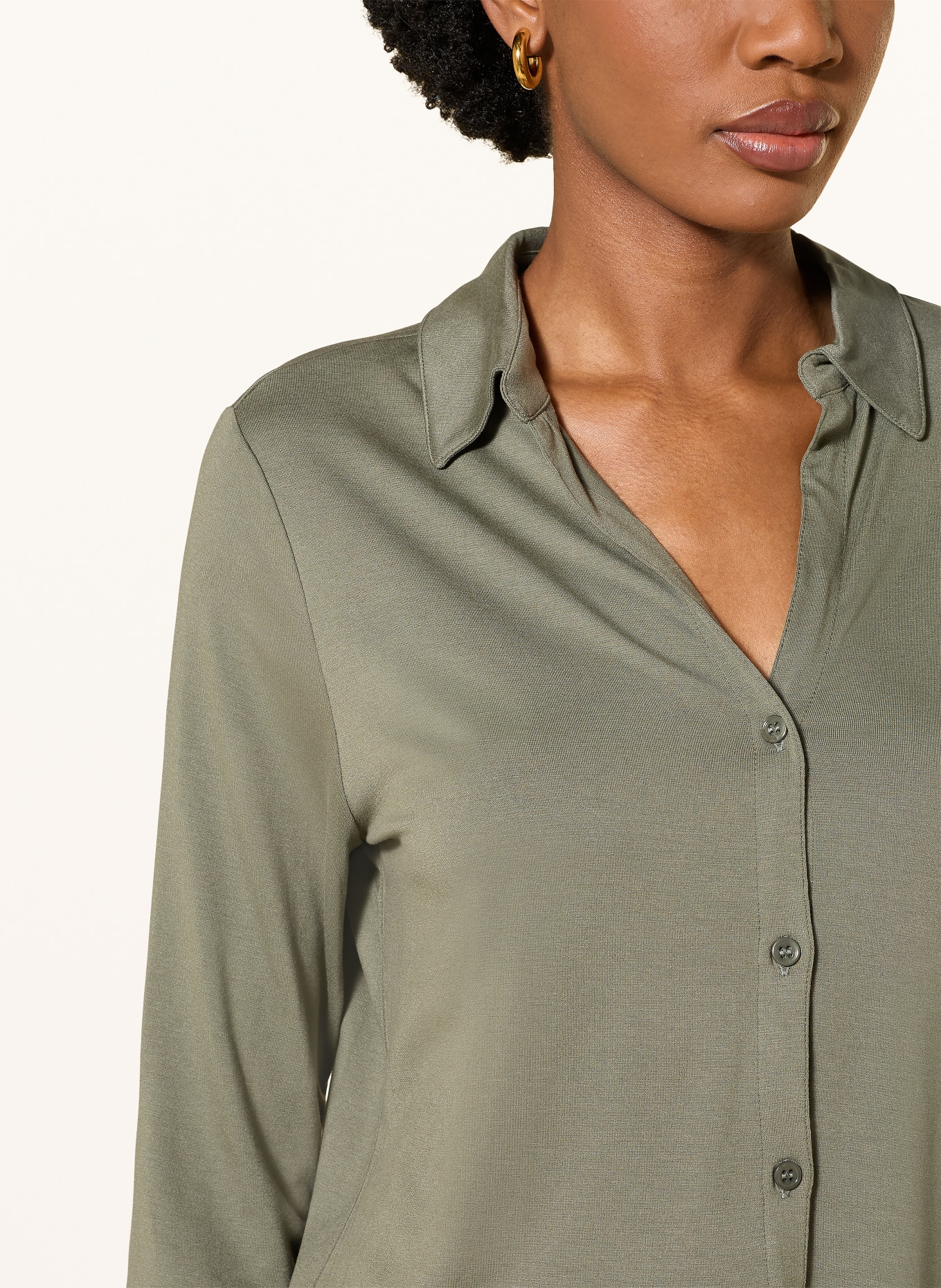 MAJESTIC FILATURES Chemise courte à manches 3/4: OLIVE