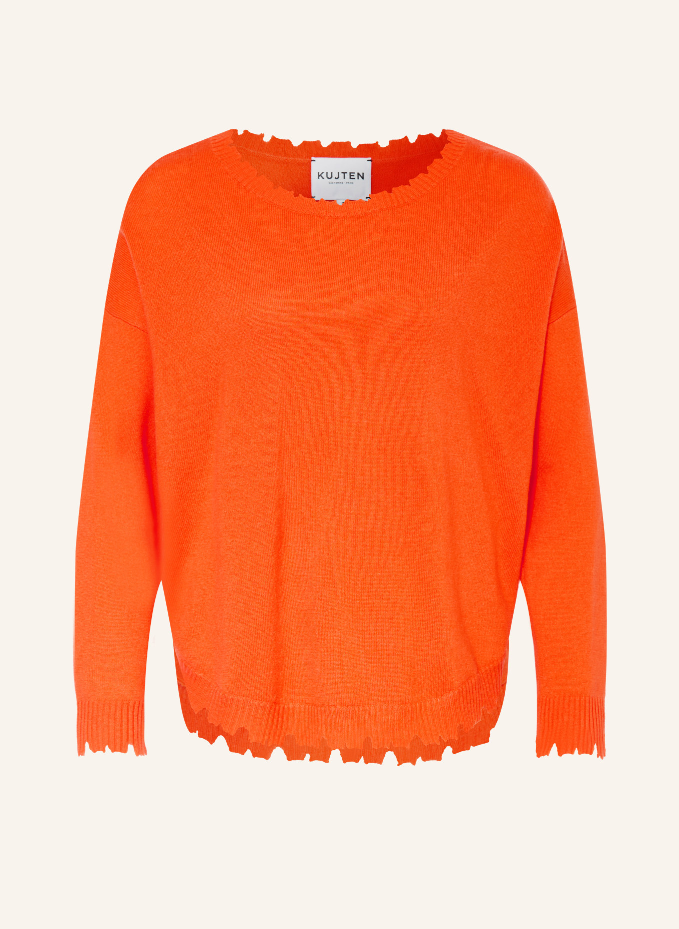 KUJTEN Kašmírový svetr MELAH: NEONOVĚ ORANŽOVÁ