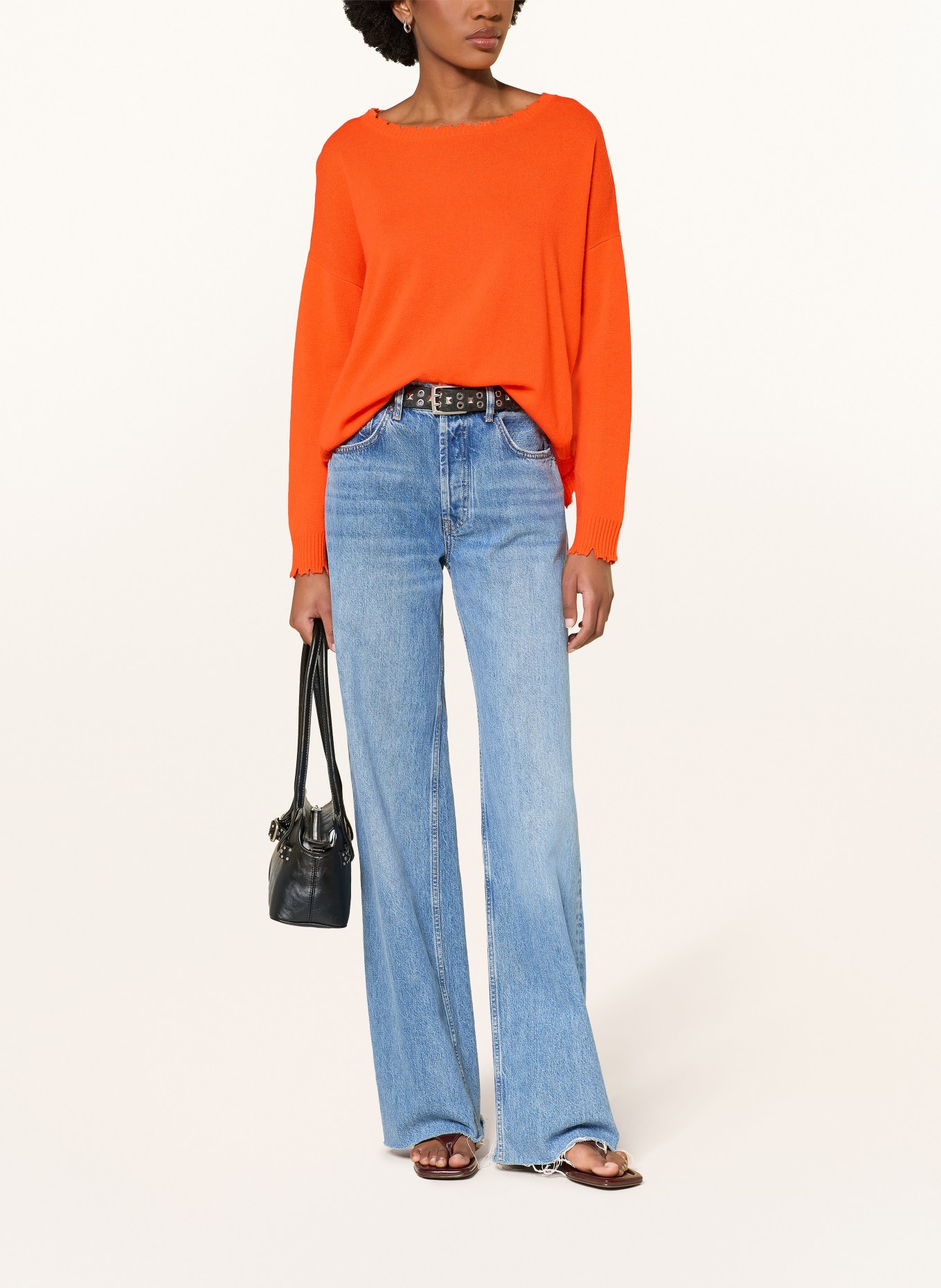 KUJTEN Kašmírový svetr MELAH: NEONOVĚ ORANŽOVÁ