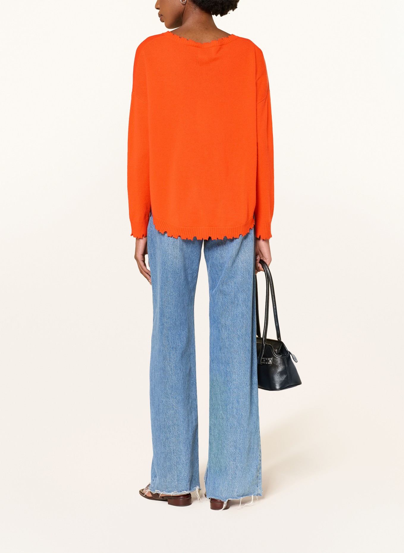 KUJTEN Kašmírový svetr MELAH: NEONOVĚ ORANŽOVÁ