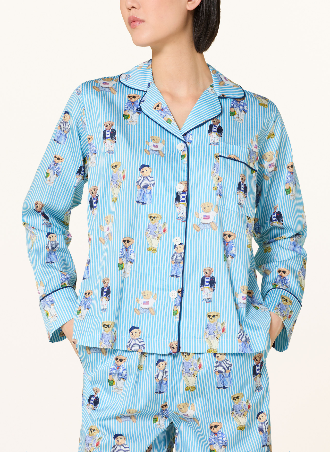 POLO RALPH LAUREN Schlafanzug: HELLBLAU / BLAU / WEISS