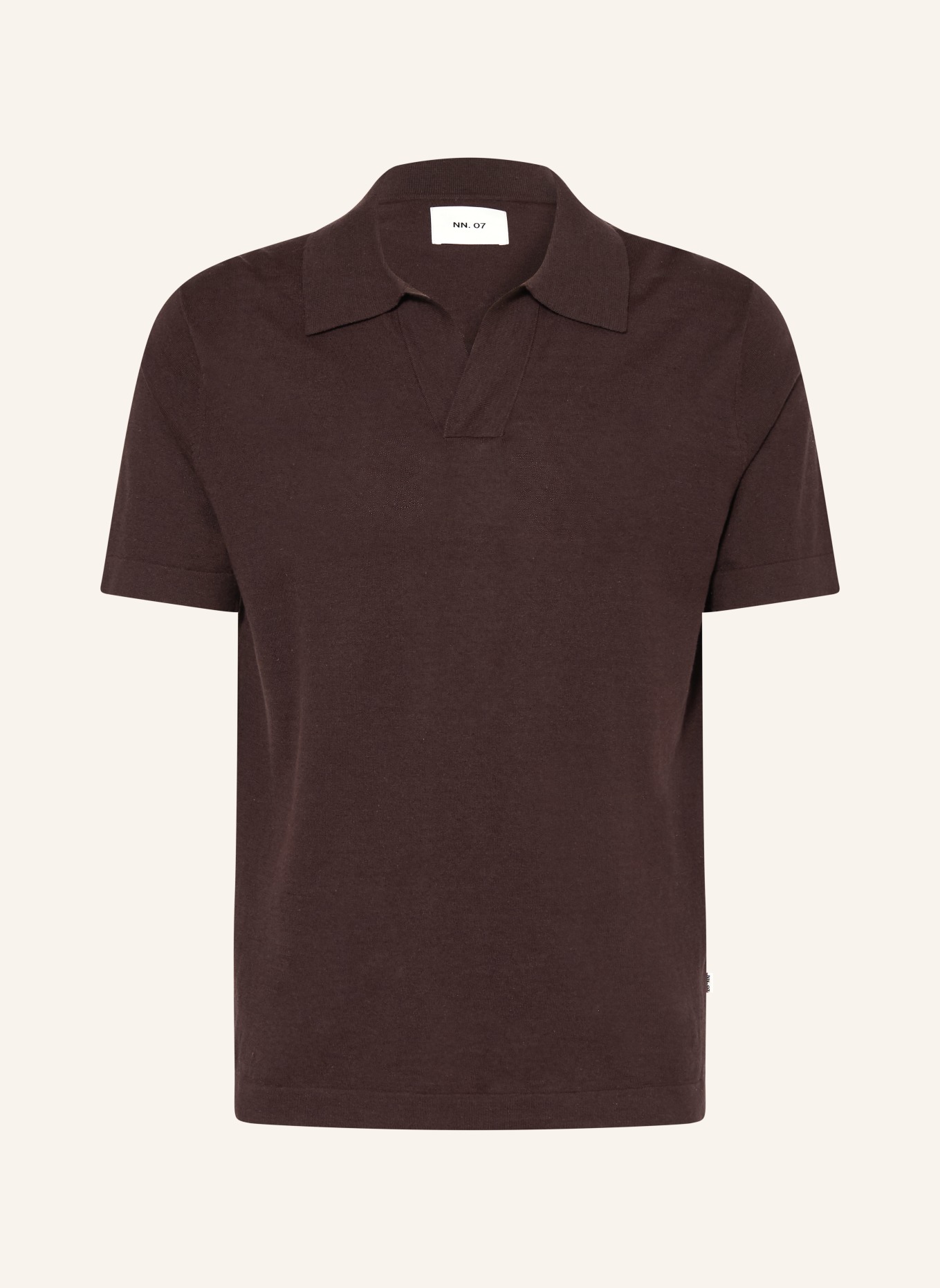 NN.07 Strick-Poloshirt RYAN mit Leinen: DUNKELBRAUN