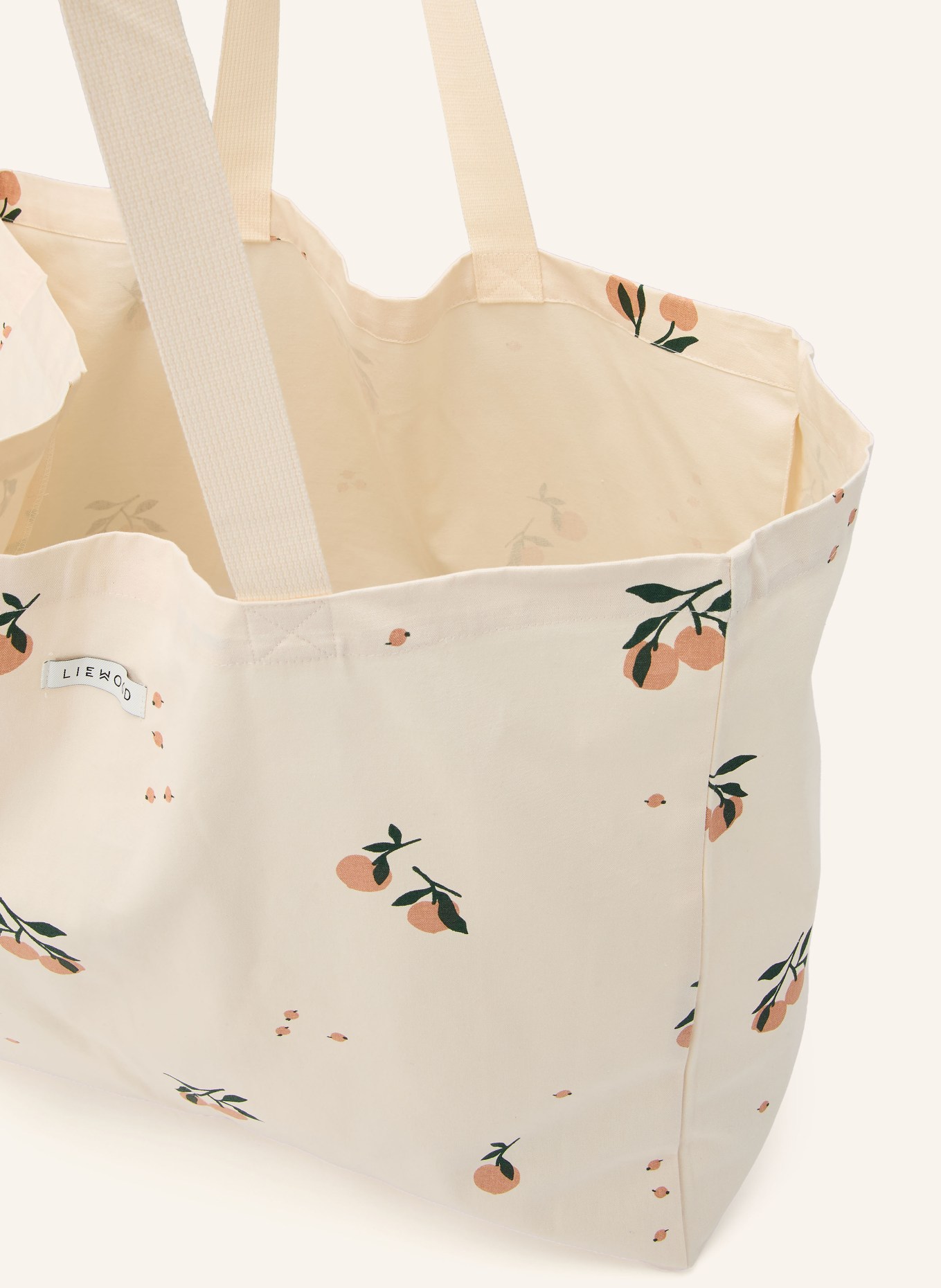 LIEWOOD Strandtasche: ECRU / HELLORANGE / DUNKELGRÜN