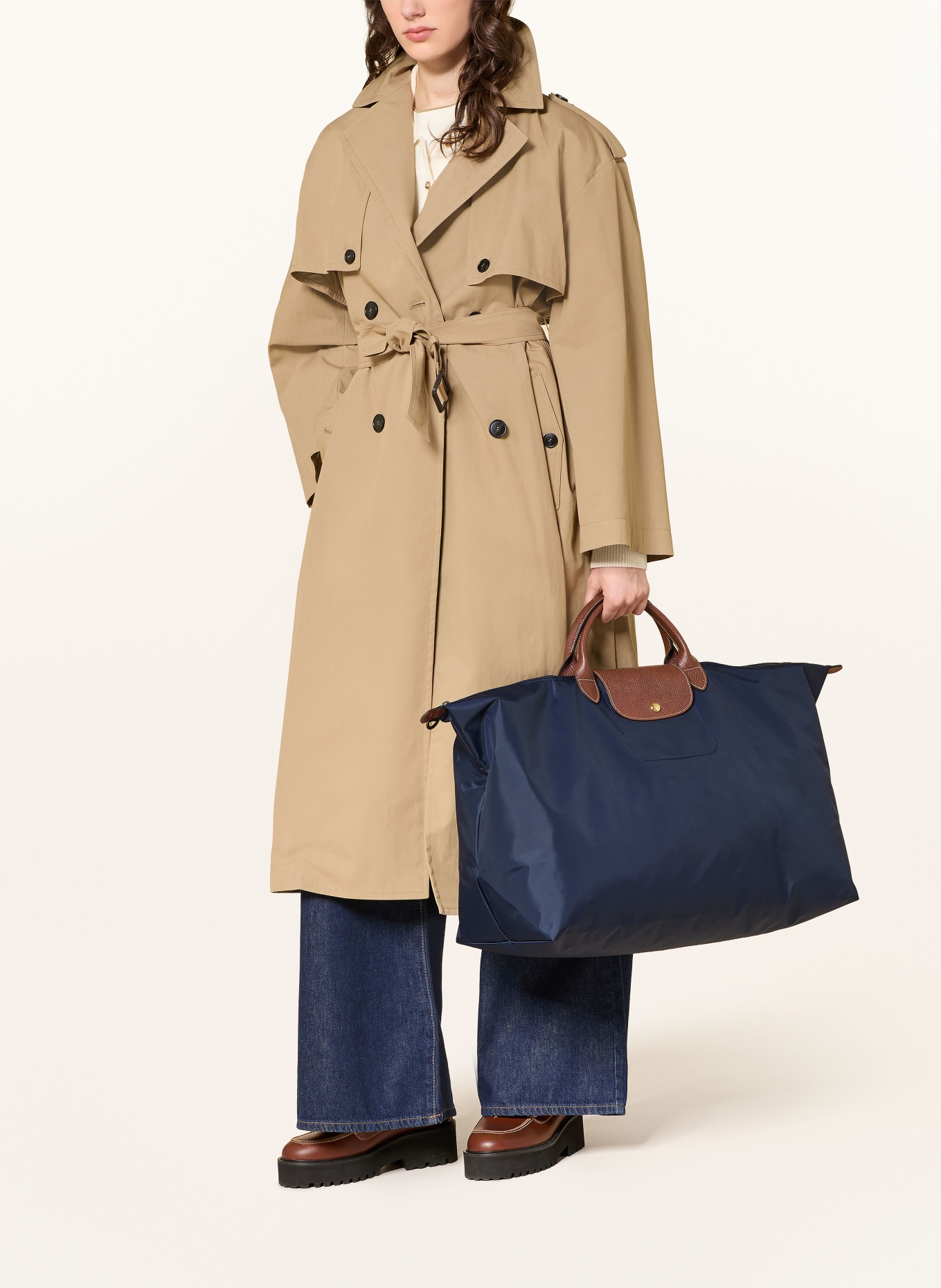 LONGCHAMP Reisetasche LE PLIAGE XL: DUNKELBLAU / GOLD / BRAUN