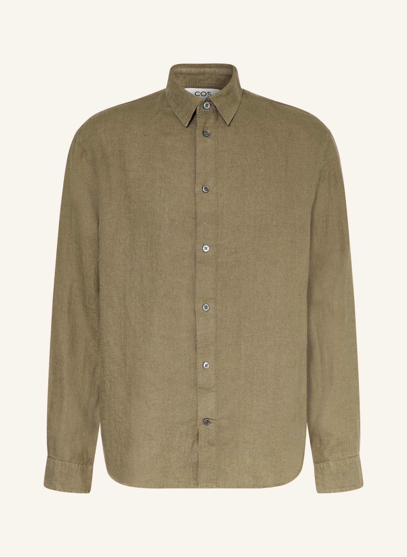 COS Linen shirt relaxed fit: KHAKI