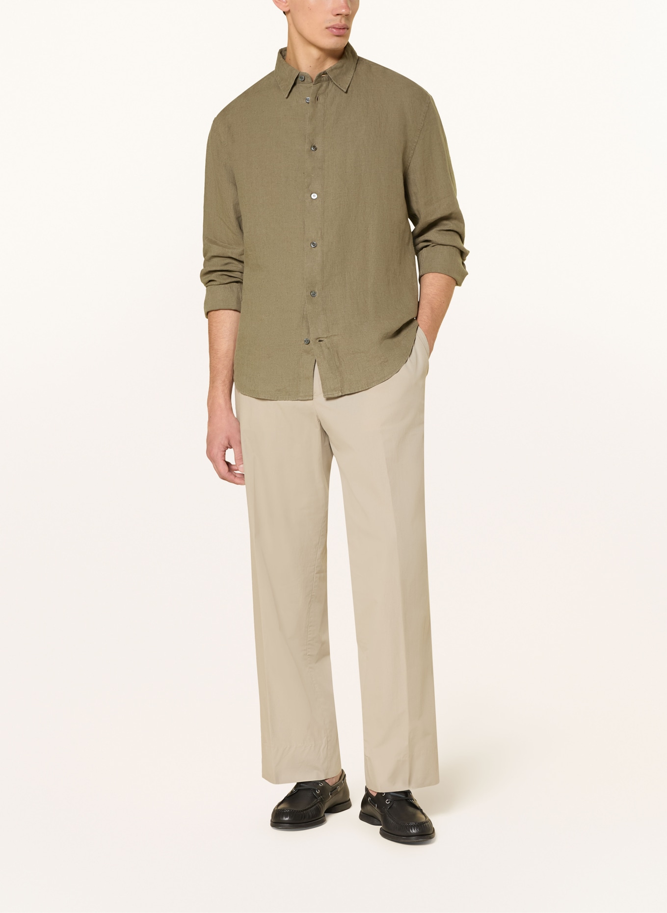 COS Linen shirt relaxed fit: KHAKI