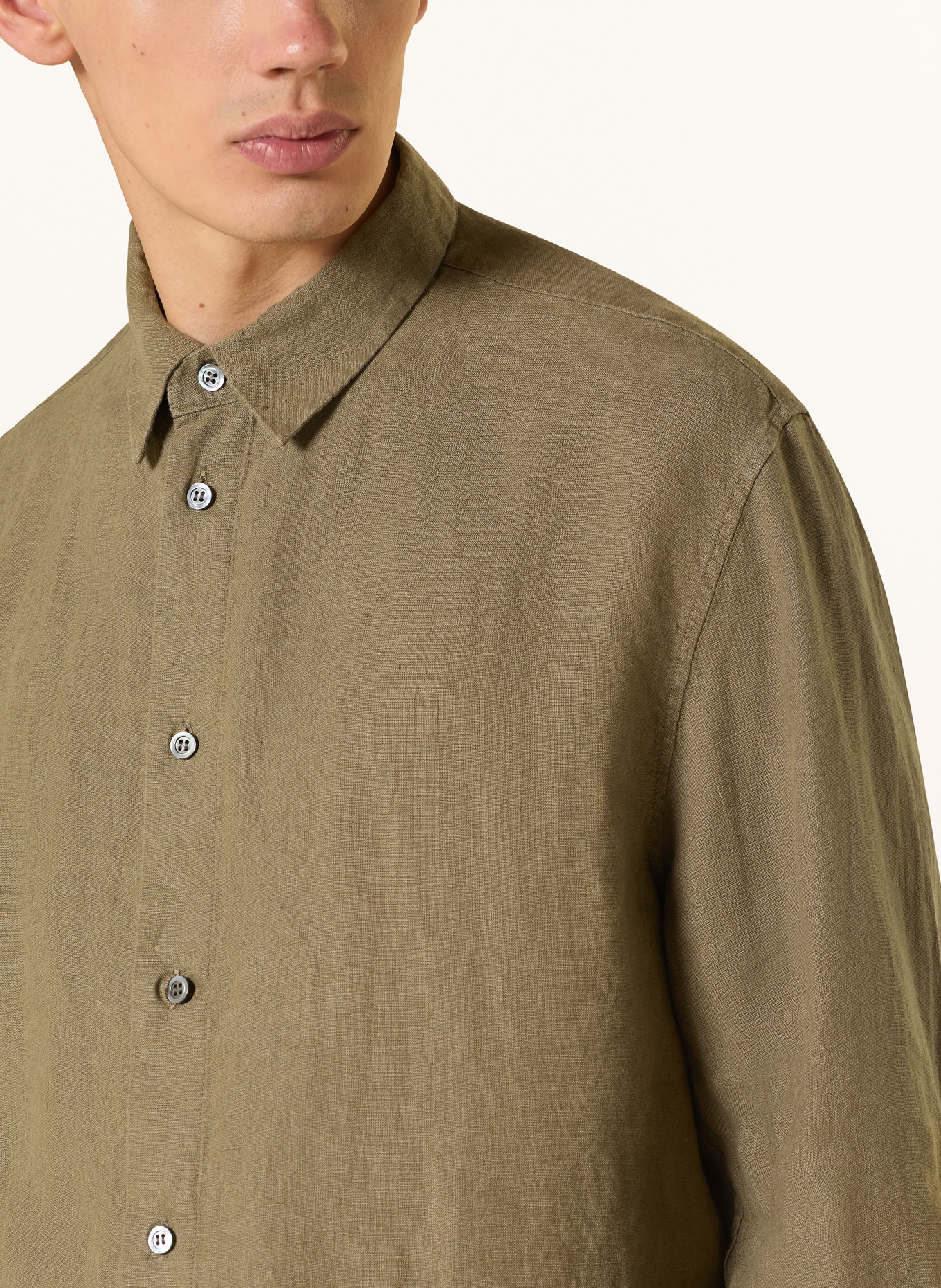 COS Linen shirt relaxed fit: KHAKI