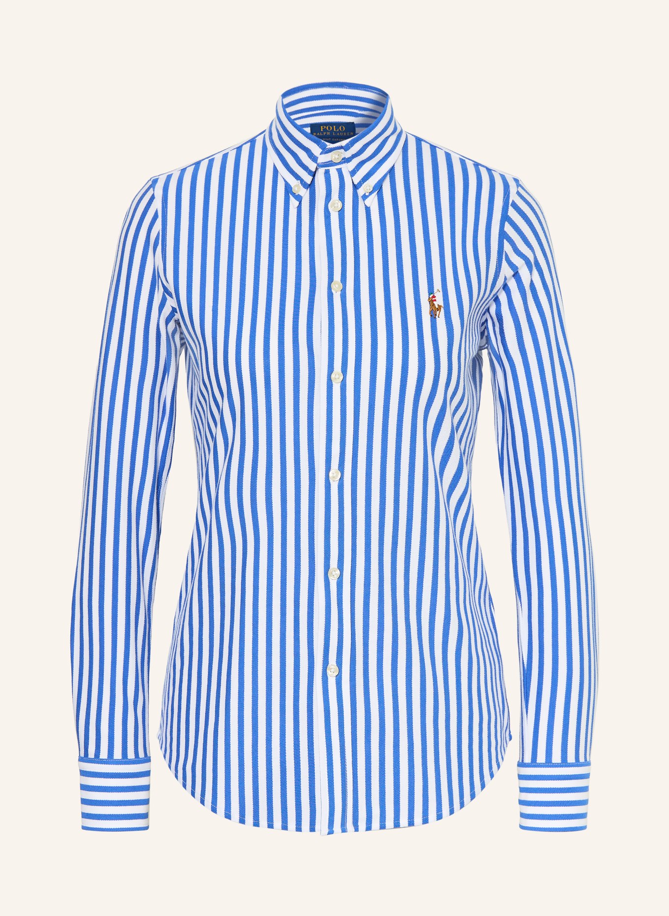 POLO RALPH LAUREN Hemdbluse aus Piqué: BLAU / WEISS