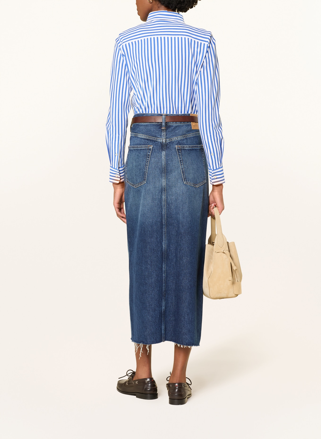 POLO RALPH LAUREN Hemdbluse aus Piqué: BLAU / WEISS