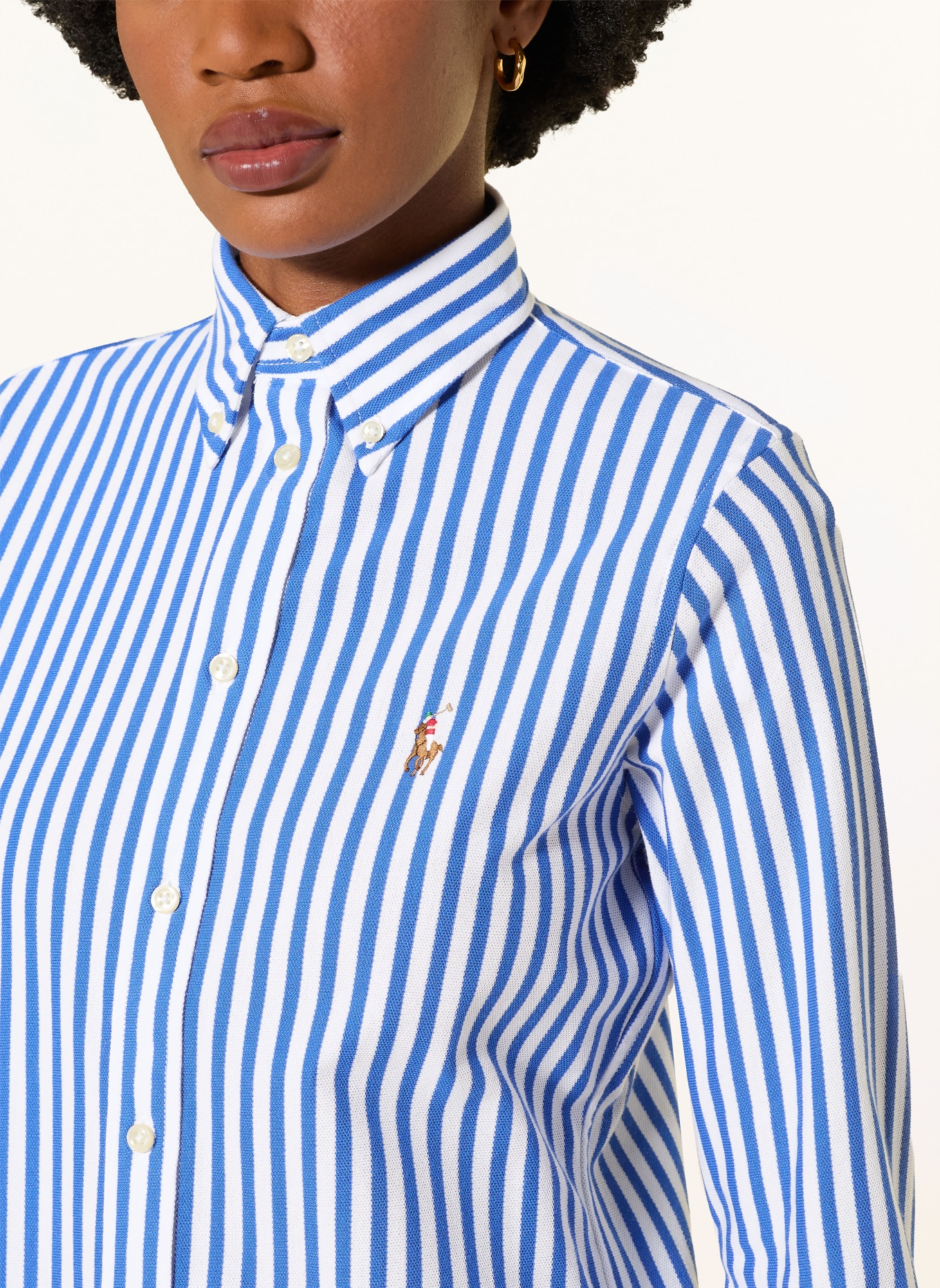 POLO RALPH LAUREN Hemdbluse aus Piqué: BLAU / WEISS