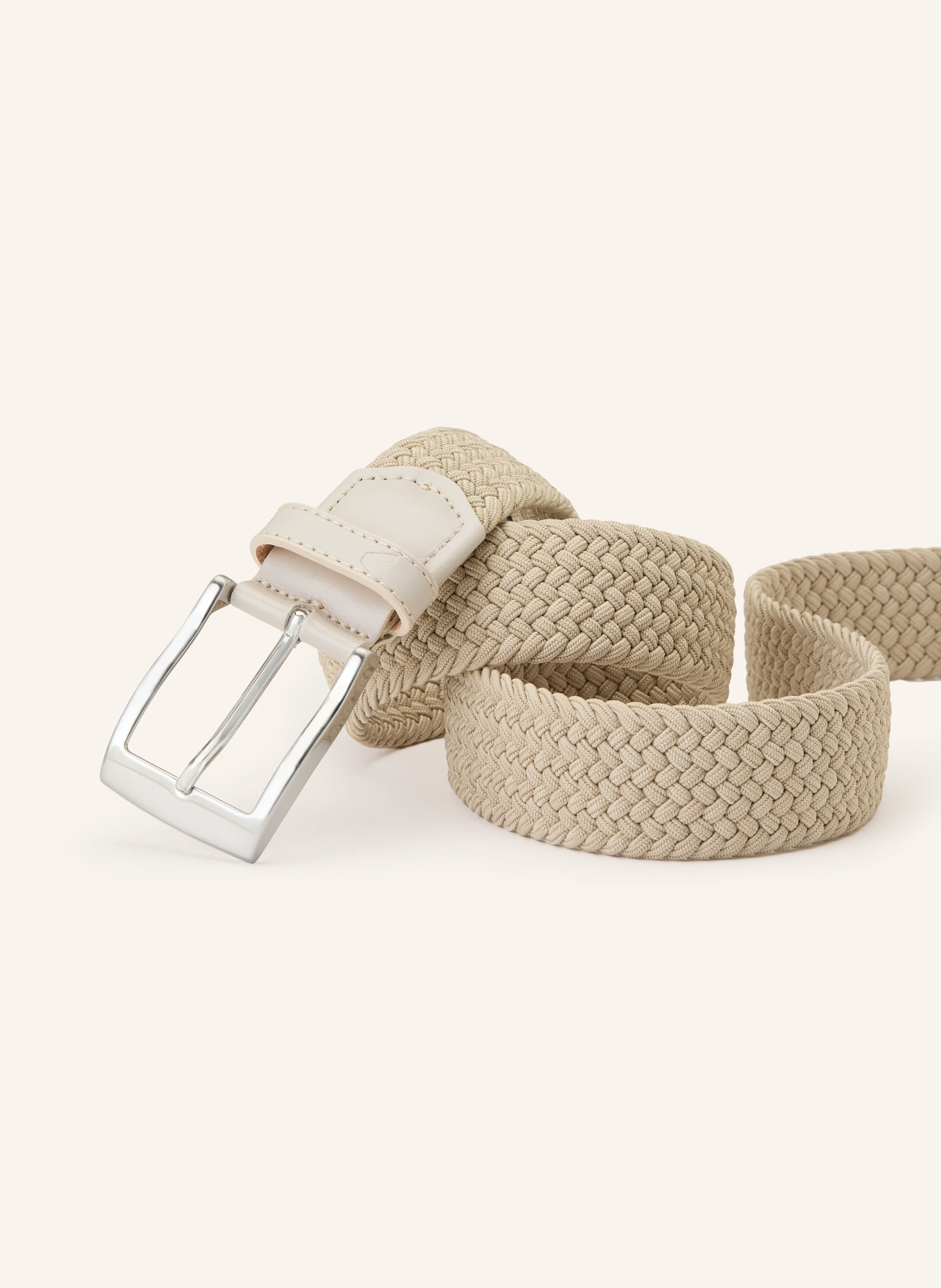ALBERTO Flechtgürtel BASIC: HELLBRAUN / SILBER