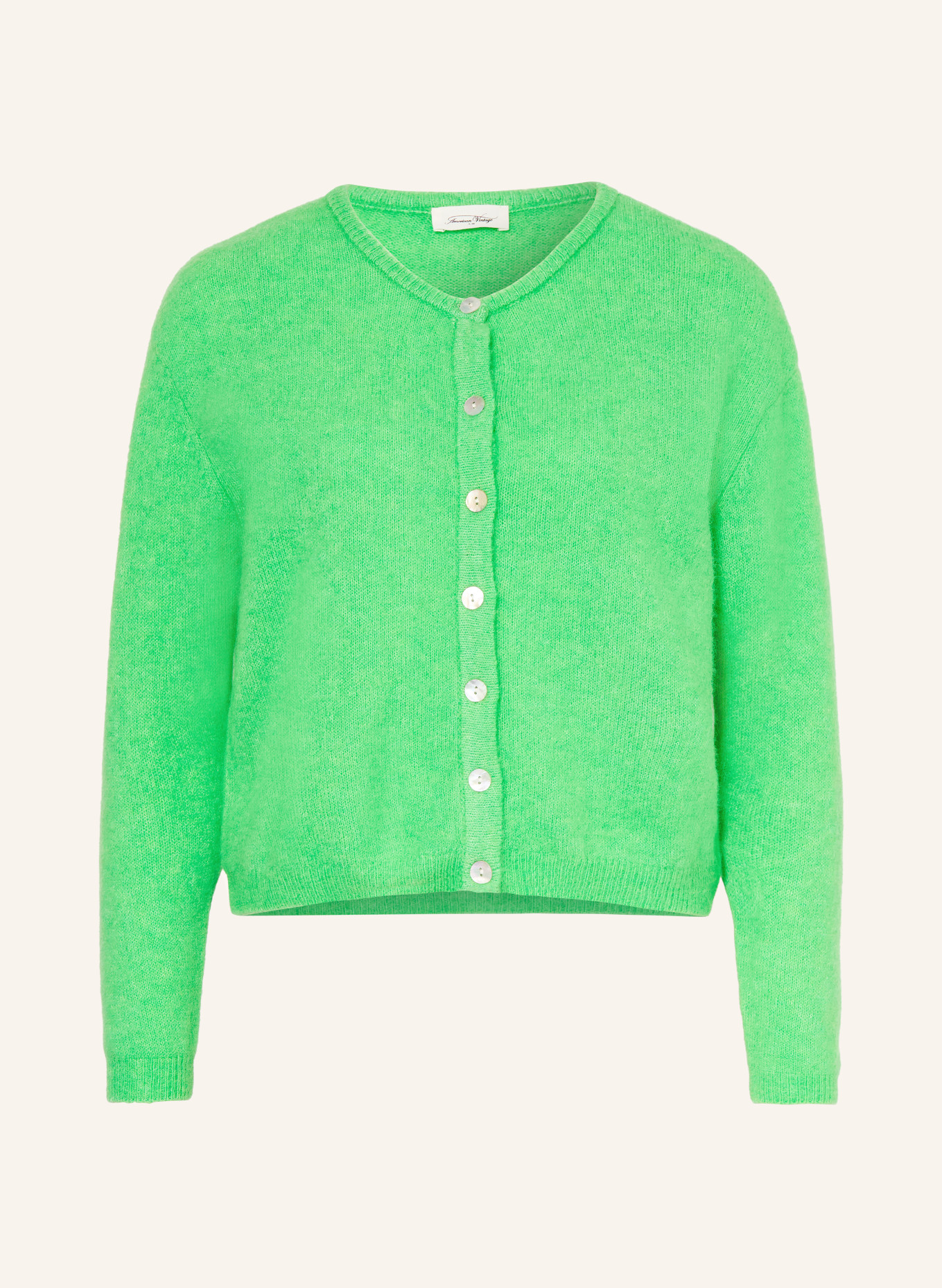 American Vintage Kardigan z dodatkiem alpaki: ZIELONY