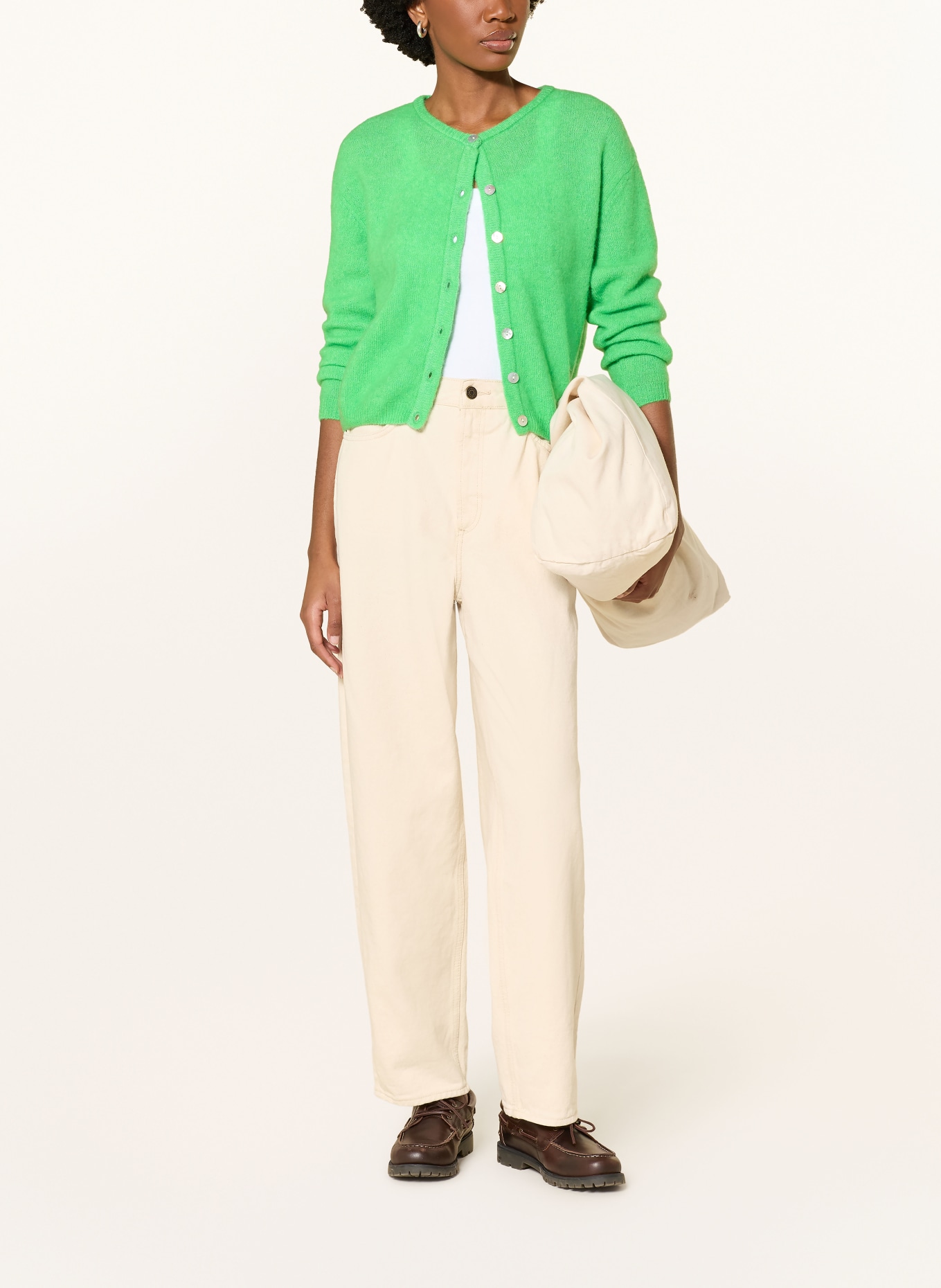 American Vintage Kardigan z dodatkiem alpaki: ZIELONY