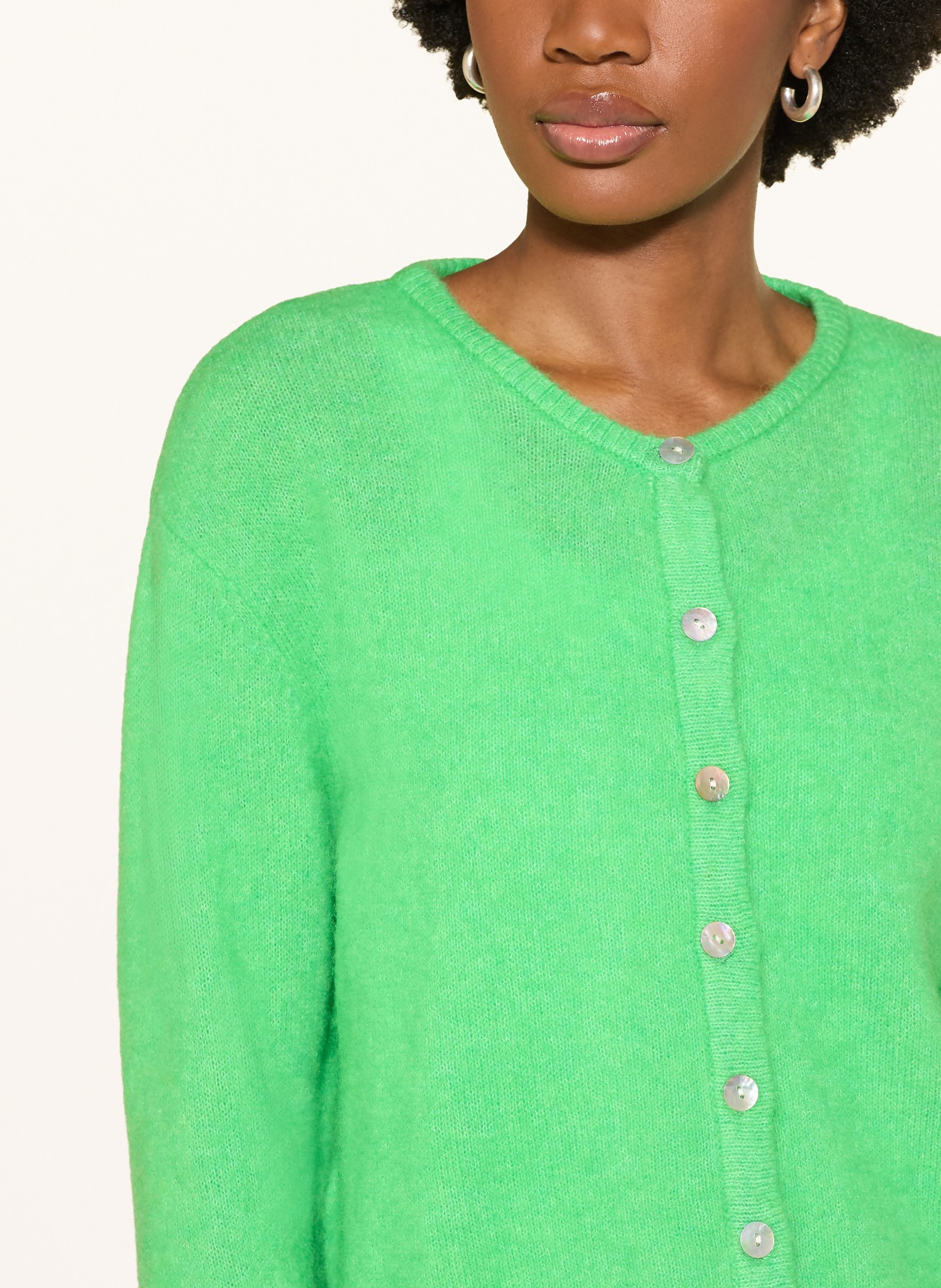 American Vintage Kardigan z dodatkiem alpaki: ZIELONY