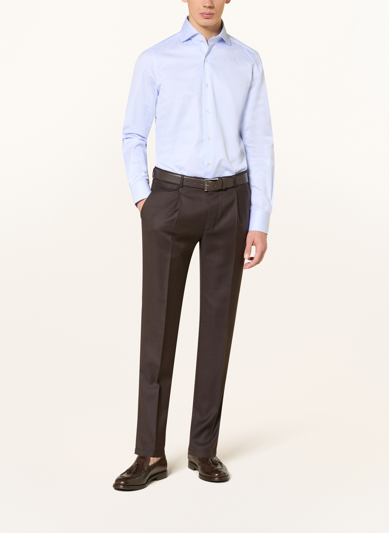 FINAMORE 1925 Overhemd EDUARDO Regular Fit: LICHTBLAUW / WIT