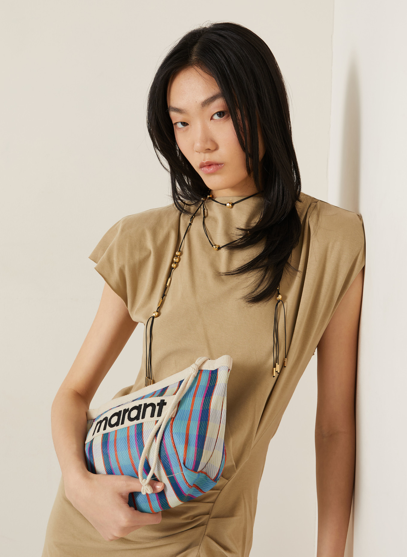 ISABEL MARANT Pouch POWDEN: CREME / ROT / NEONTÜRKIS