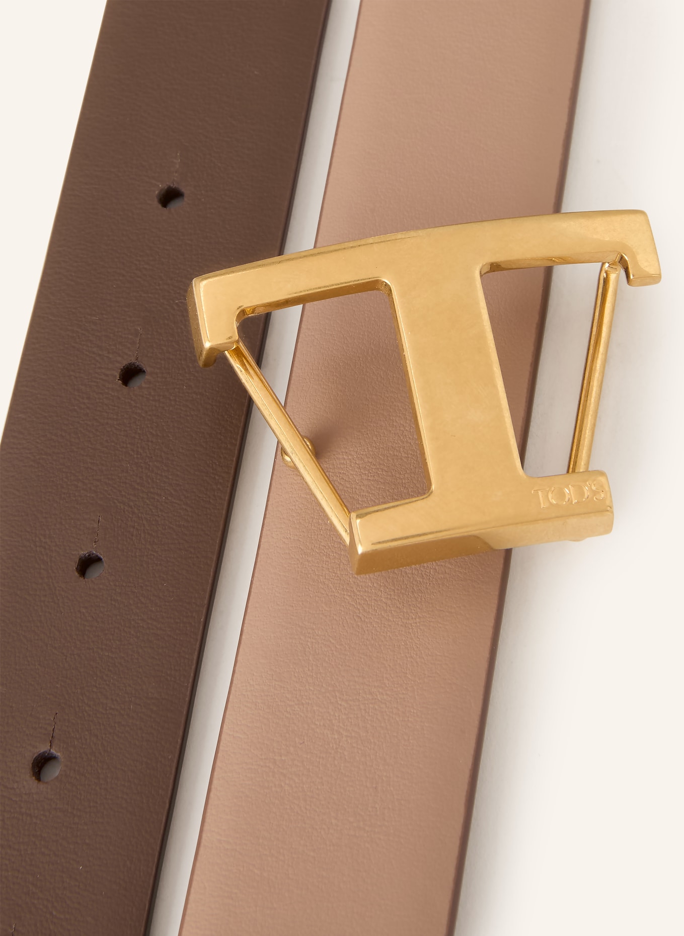 TOD'S Ledergürtel zum Wenden: BEIGE / GOLD