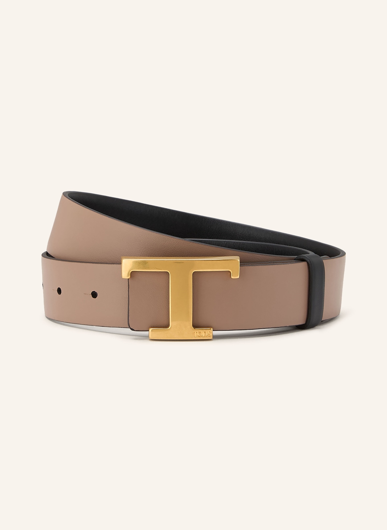 TOD'S Ledergürtel zum Wenden: SCHWARZ / GOLD