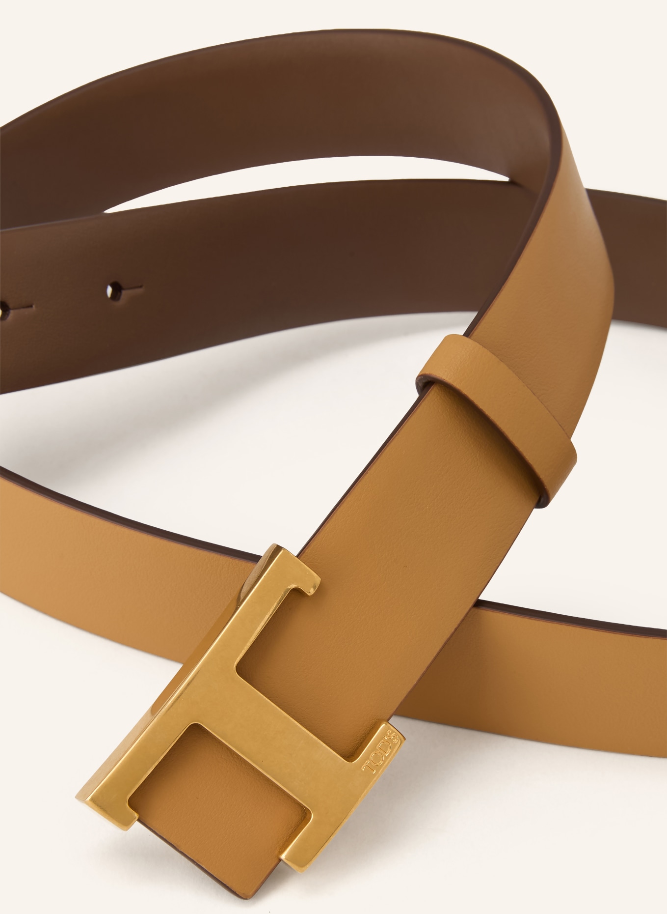 TOD'S Ledergürtel zum Wenden: BRAUN / GOLD
