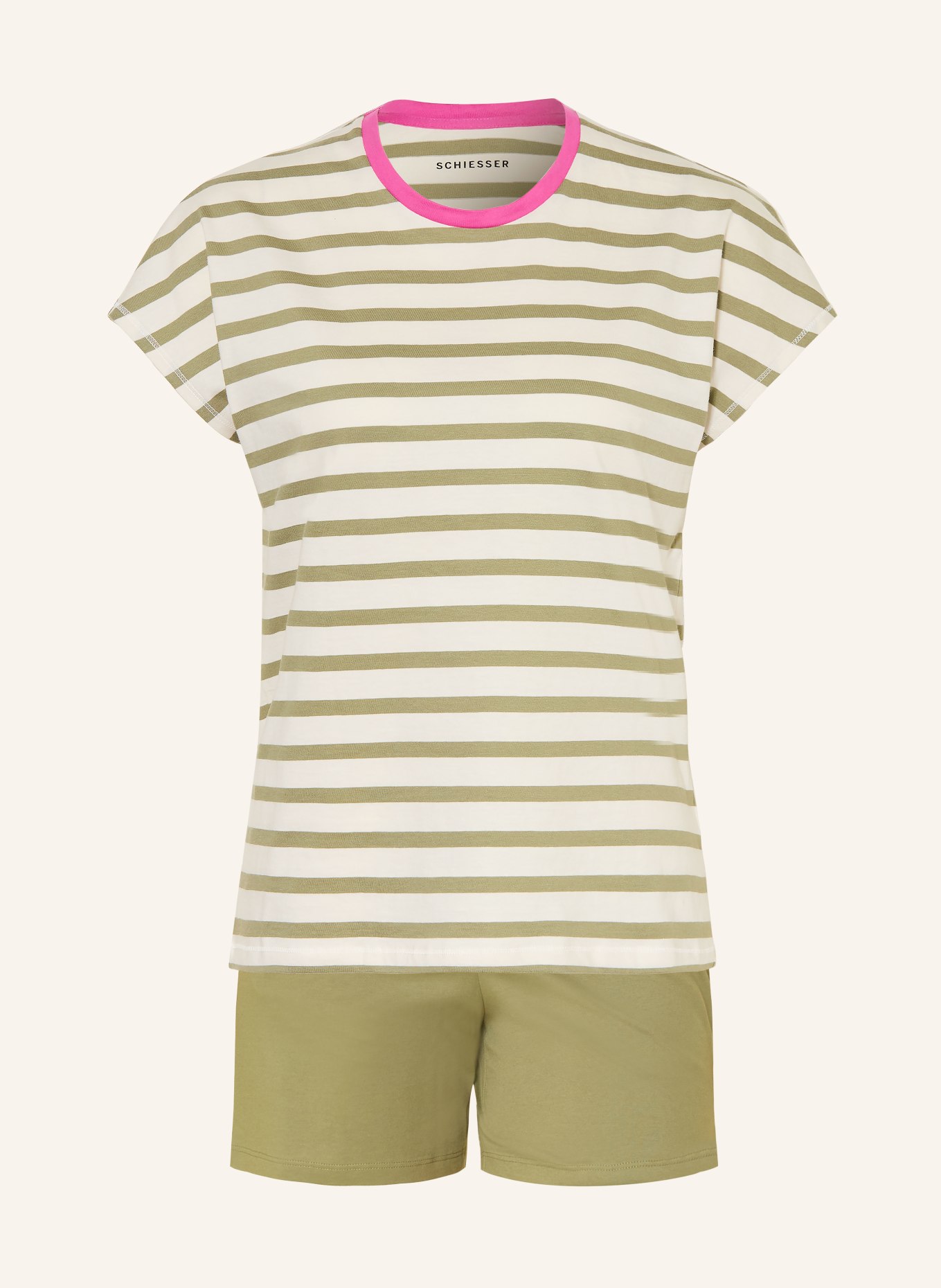 SCHIESSER Shorty-pyjama CASUAL ESSENTIALS: ECRU / OLIJF