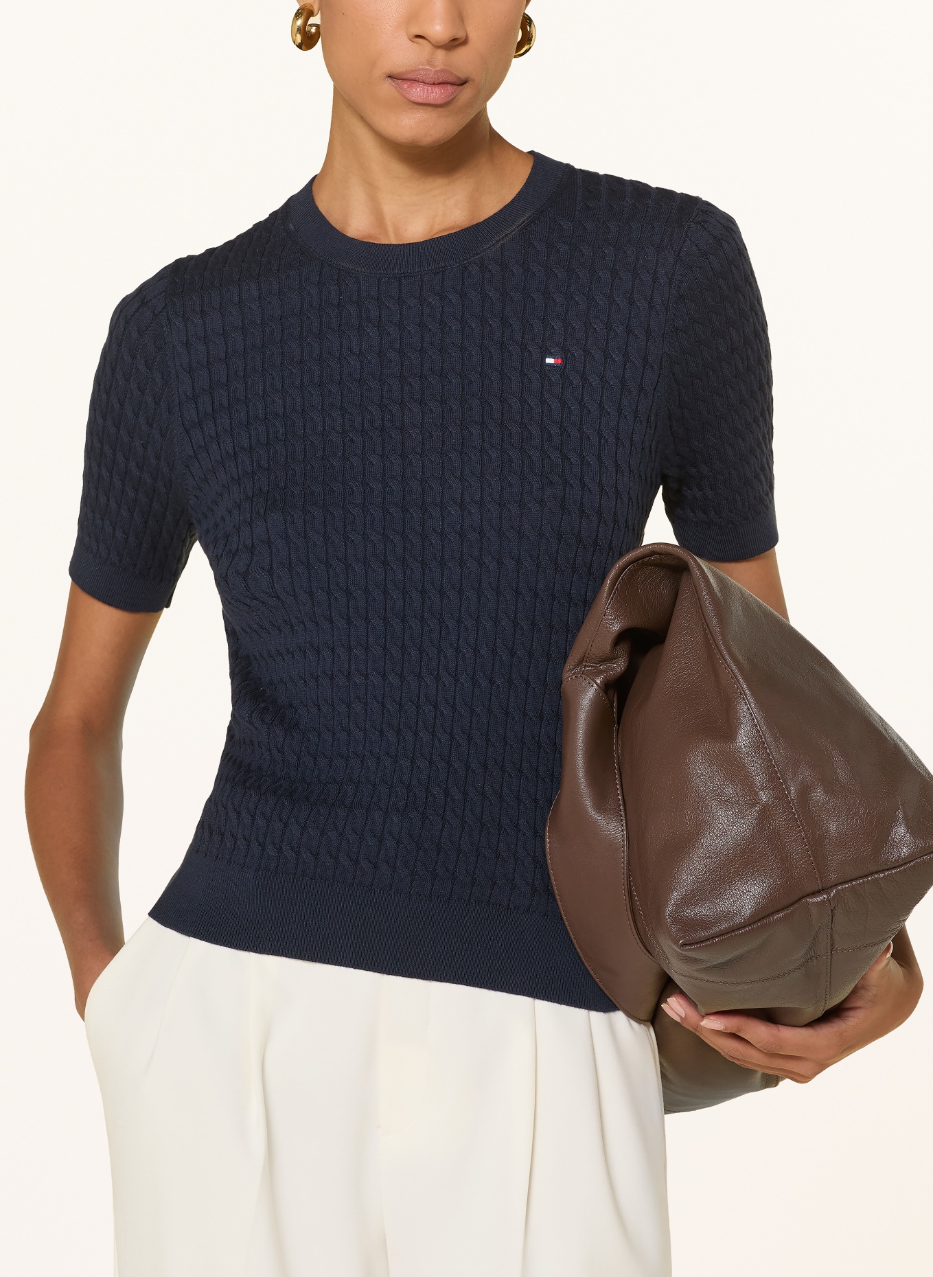 TOMMY HILFIGER gebreide trui: DONKERBLAUW