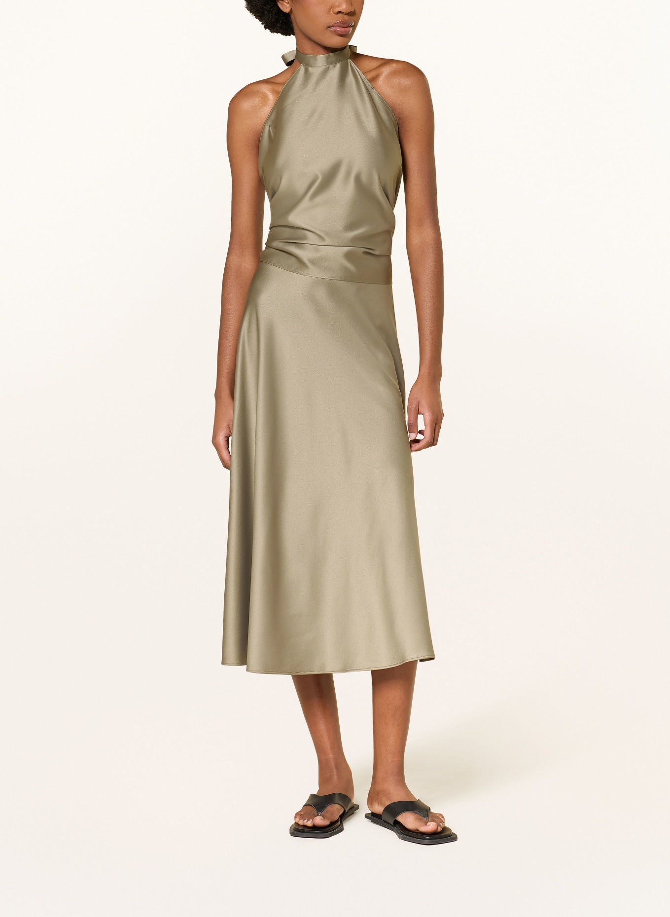 Juvia Neckholder-Top SISSY aus Satin: KHAKI