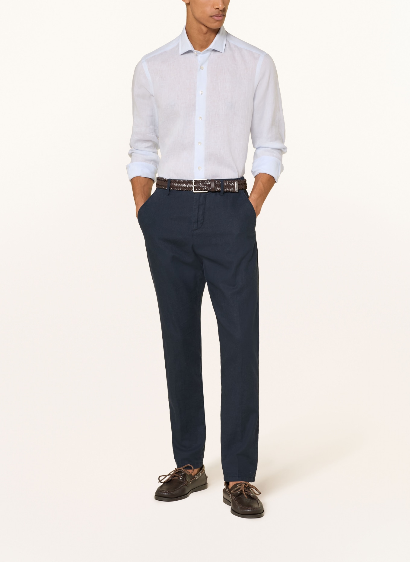 OLYMP SIGNATURE Leinenhemd tailored fit: HELLBLAU